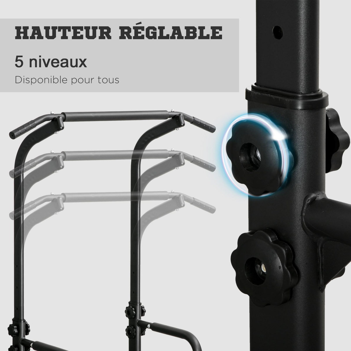HOMCOM Station de musculation multifonction barre de traction chaise romaine réglable acier noir