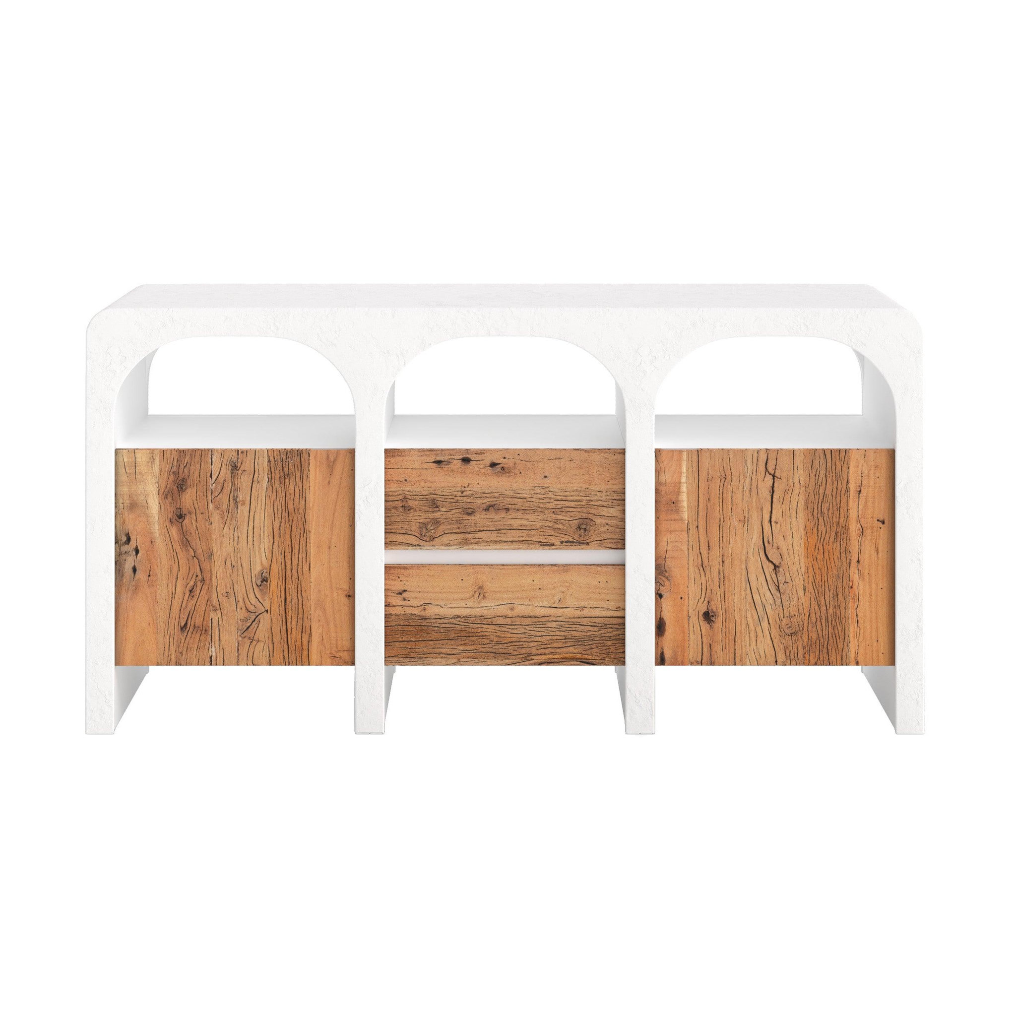 MAISON PAVANE Buffet en plâtre blanc cassé et bois d'acacia-fira
