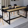 Voir la diapositive 2 : ID MARKET Table à manger rectangle DOVER 8 personnes bande centrale noire design industriel 150 cm