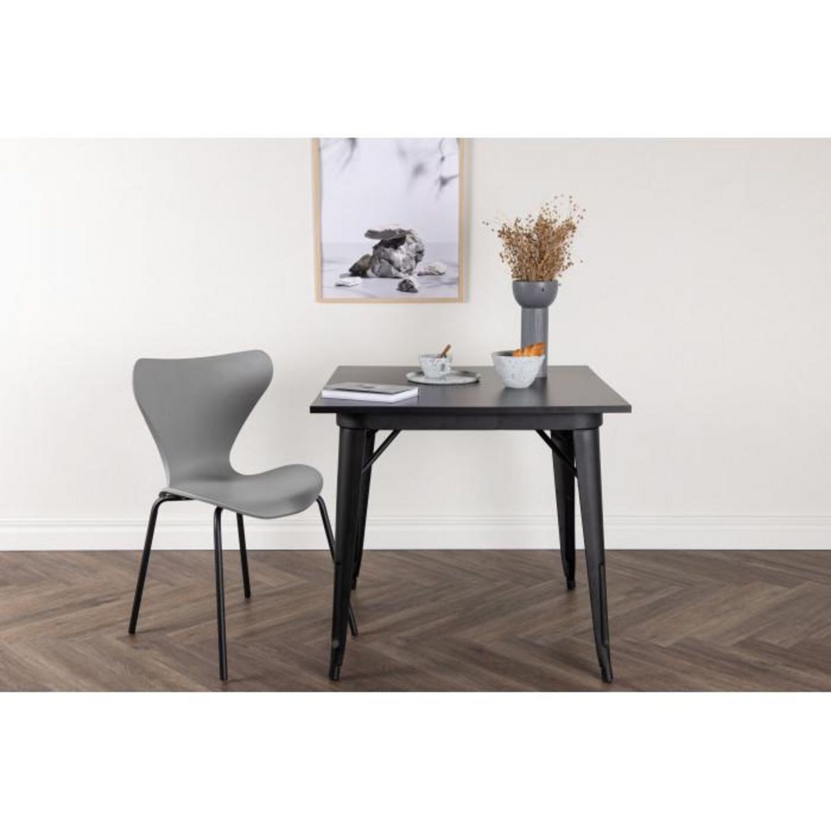 Paris Prix Table à Manger Carrée  Tempe  80cm Noir