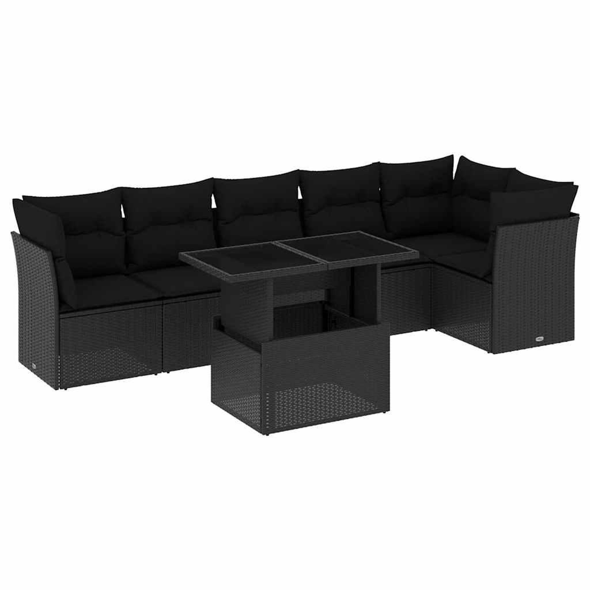 Voir la diapositive 2 : VIDAXL Salon de jardin 7 pcs avec coussins noir resine tressee