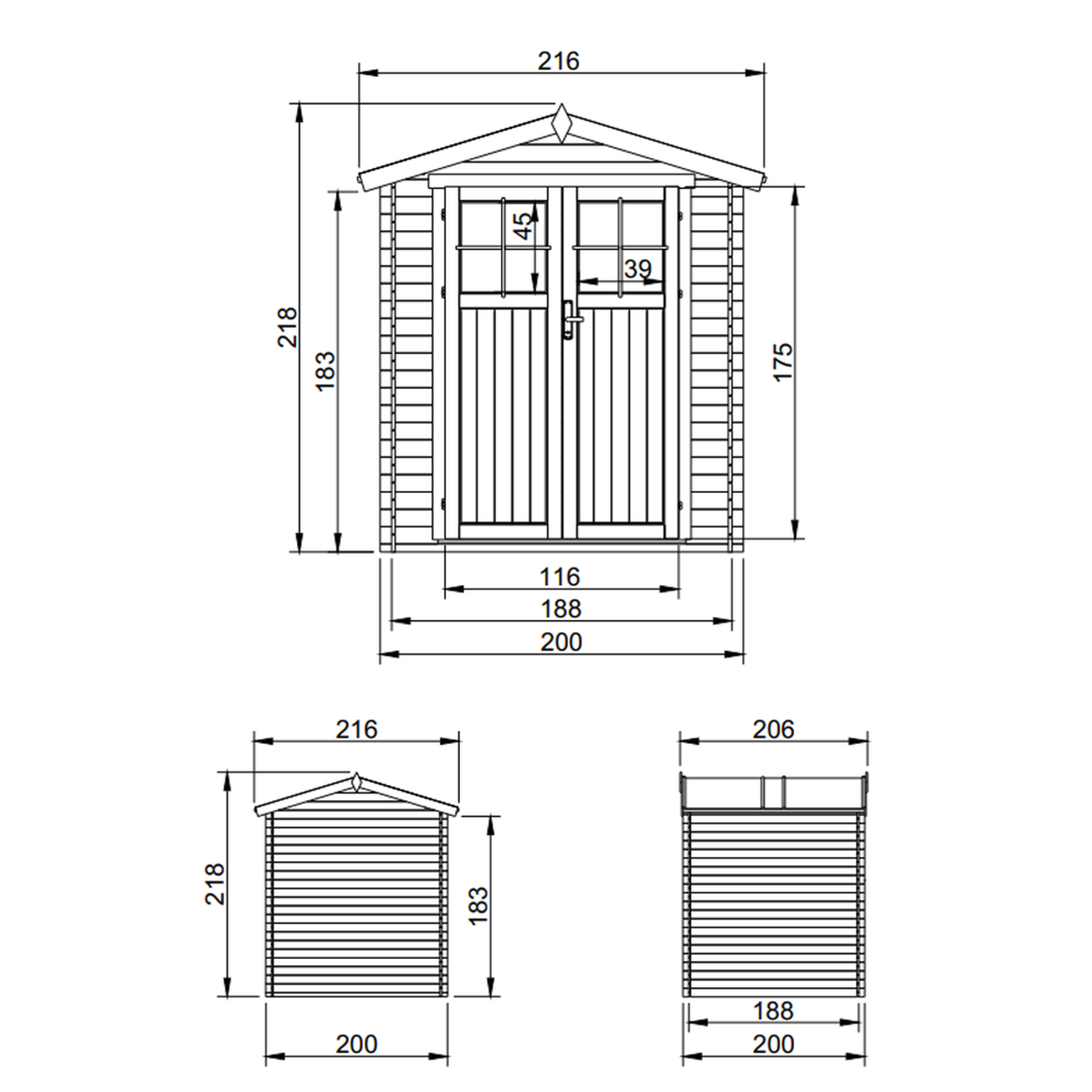 Voir la diapositive 6 : TIMBELA Abri de Jardin en Bois 3,53 m², Cabanon Jardin Exterieur à Outils  M343F