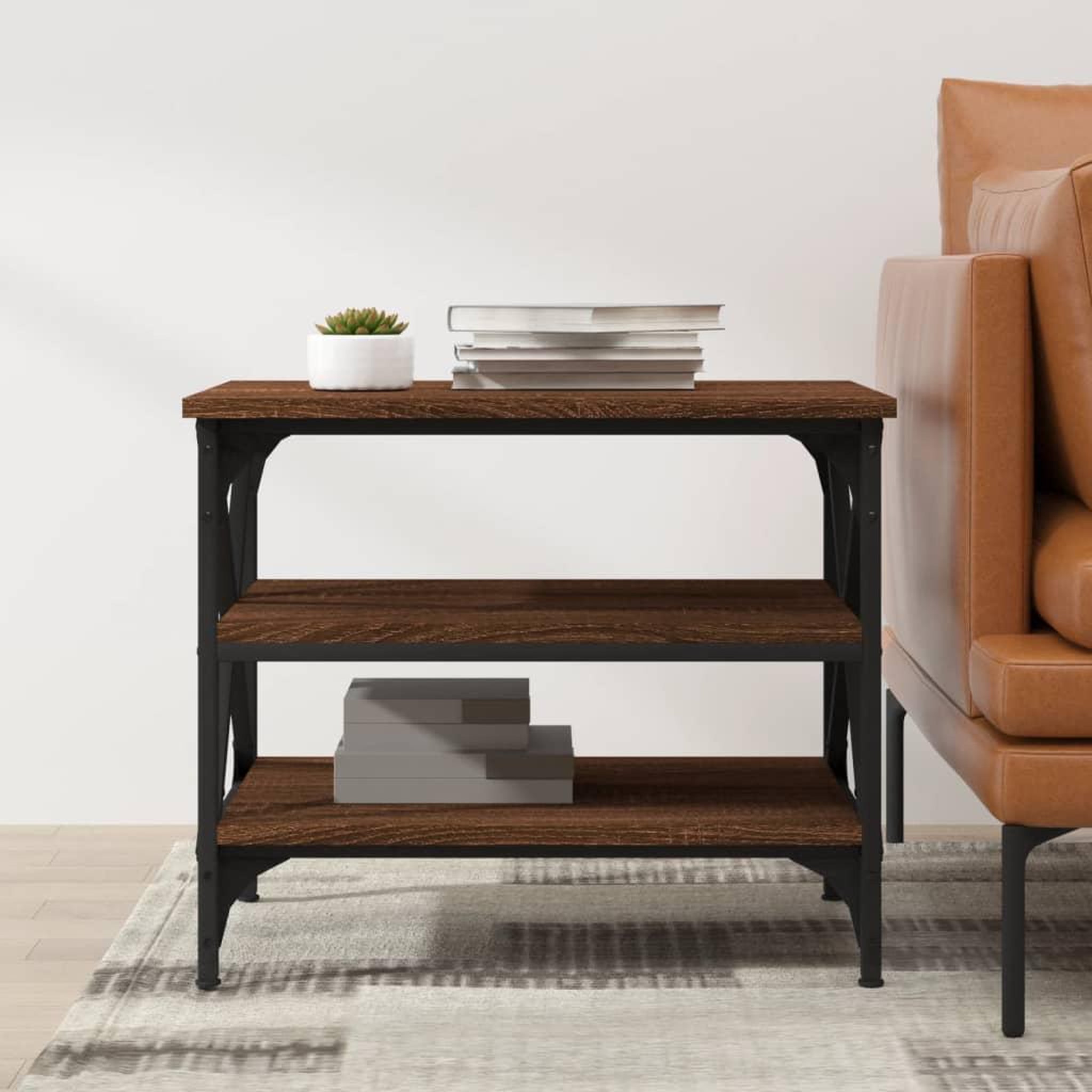 Voir la diapositive 3 : VIDAXL Table d'appoint Chene marron 55x38x45 cm Bois d'ingenierie