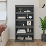 VIDAXL Bibliotheque Gris 80x35x154 cm Bois de pin massif