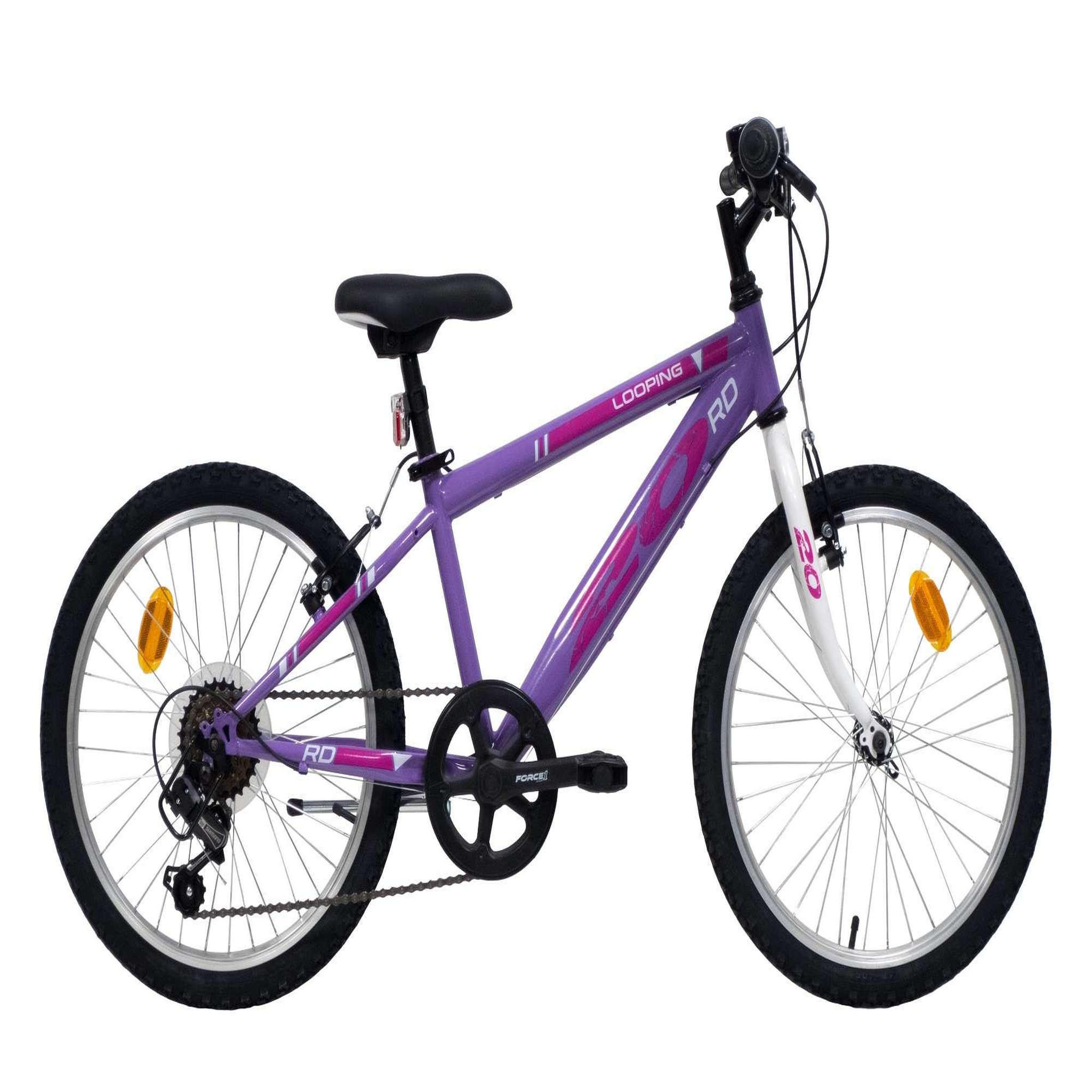 Voir la diapositive 1 : Vélo enfant (120/140 cm) - VTT 20'' Fille Looping - Fourche rigide - 6 vitesses - Dérailleur Shimano - Freins V-Brake