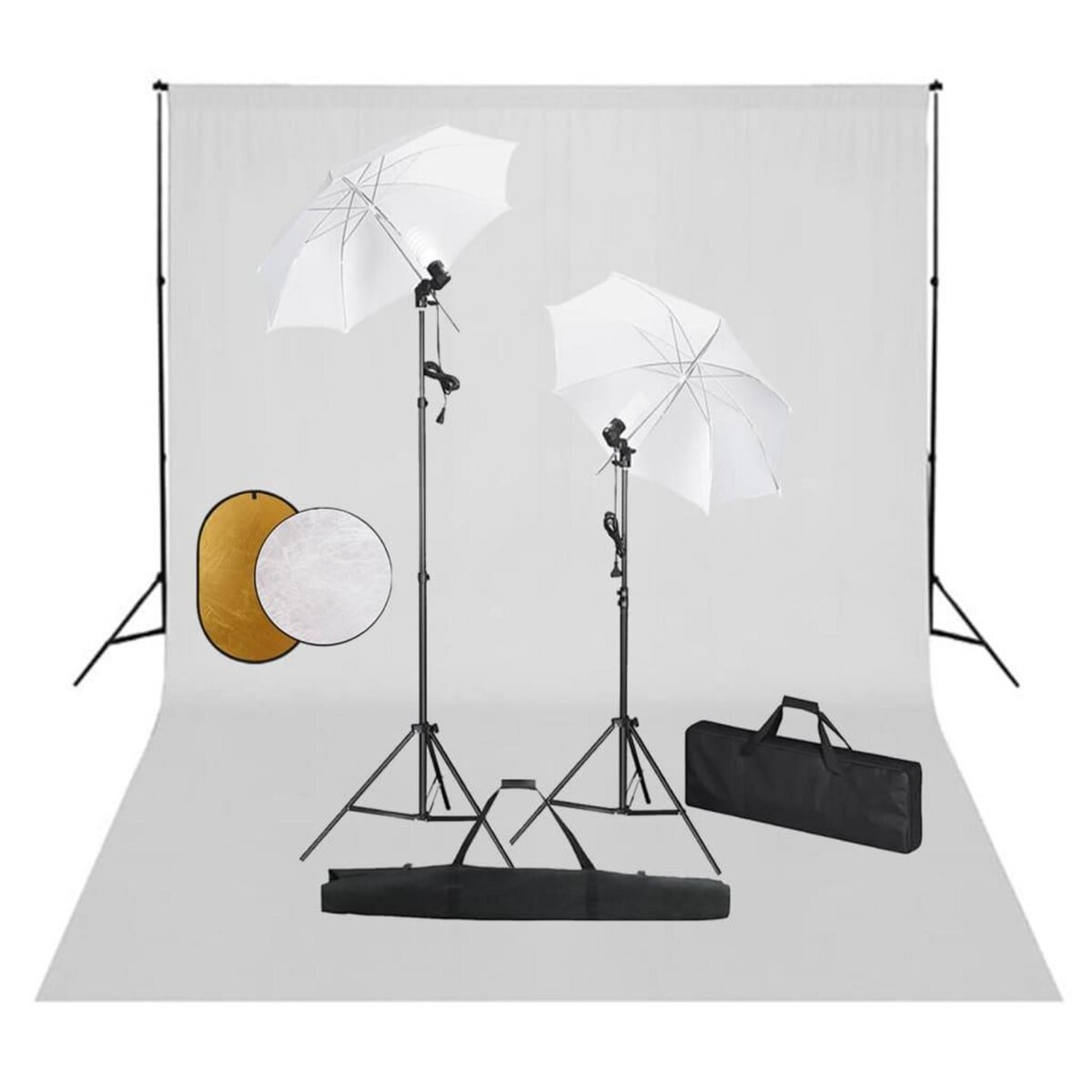 VIDAXL Kit de studio photo avec lampes toile de fond et reflecteur