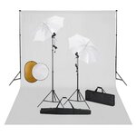 VIDAXL Kit de studio photo avec lampes toile de fond et reflecteur