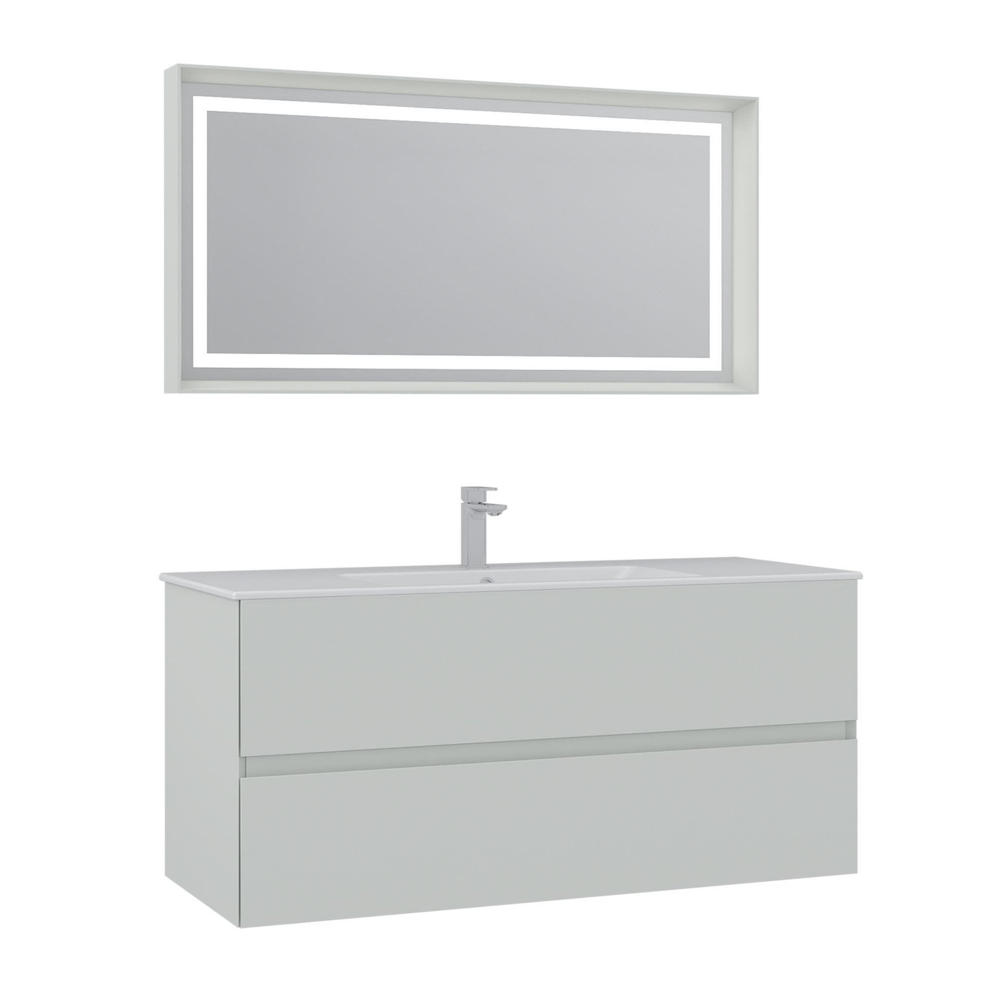 Habitat et Jardin Meuble avec simple vasque et miroir  Nest 121 v2  - 121 x 51 x 55 cm - Matte Cashmere