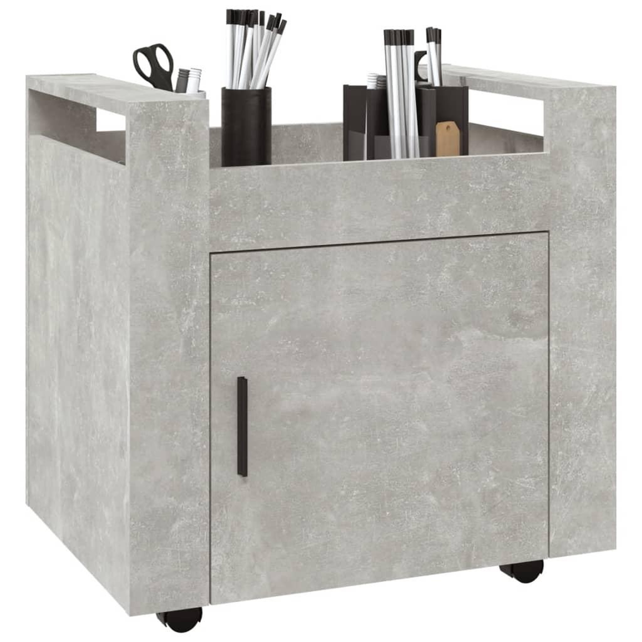 Voir la diapositive 4 : VIDAXL Chariot de bureau Gris beton 60x45x60 cm Bois d'ingenierie