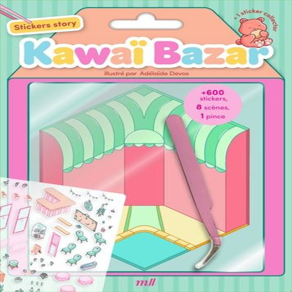 KAWAI BAZAR. AVEC 600 STICKERS, 8 SCENES ET 1 PINCE, Merci les livres