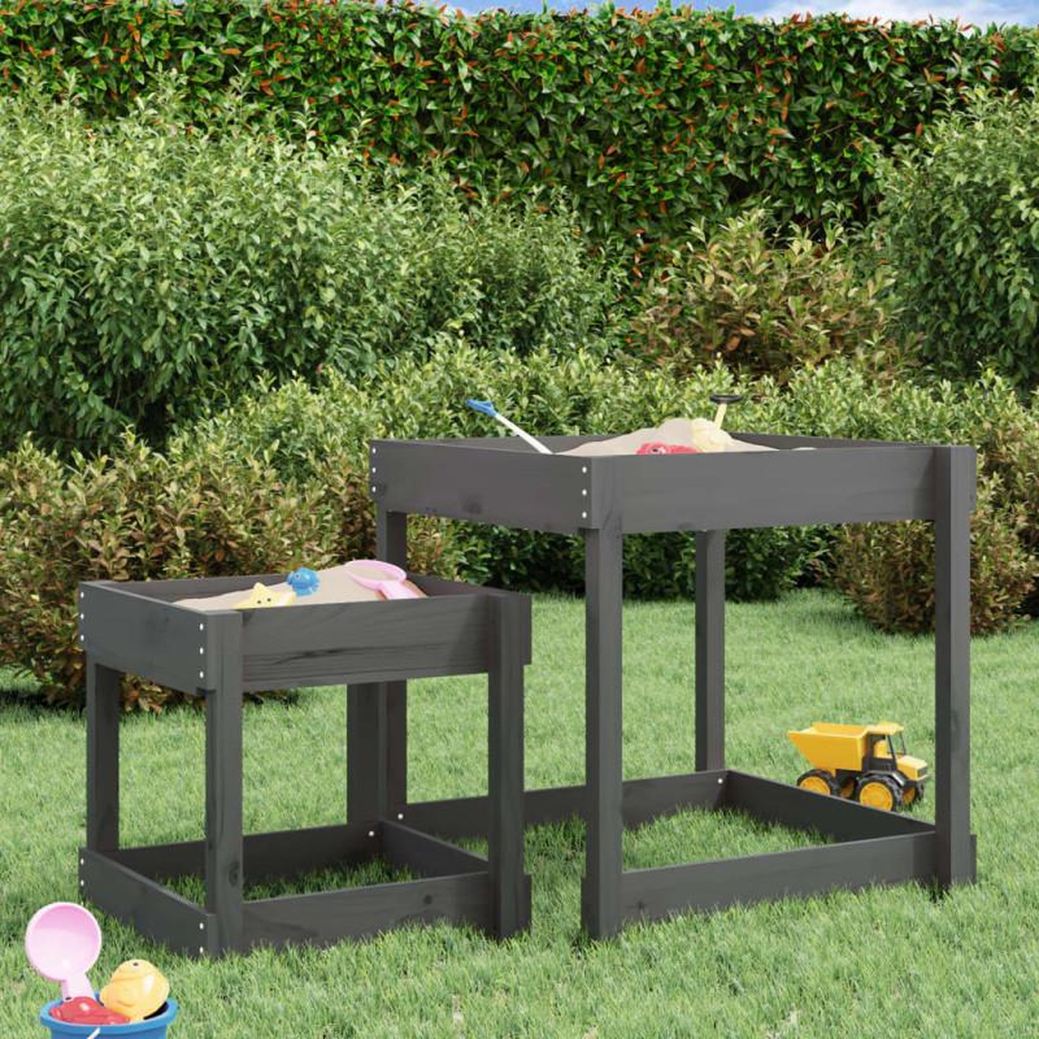 Voir la diapositive 3 : VIDAXL Tables à sable 2 pcs gris bois de pin massif