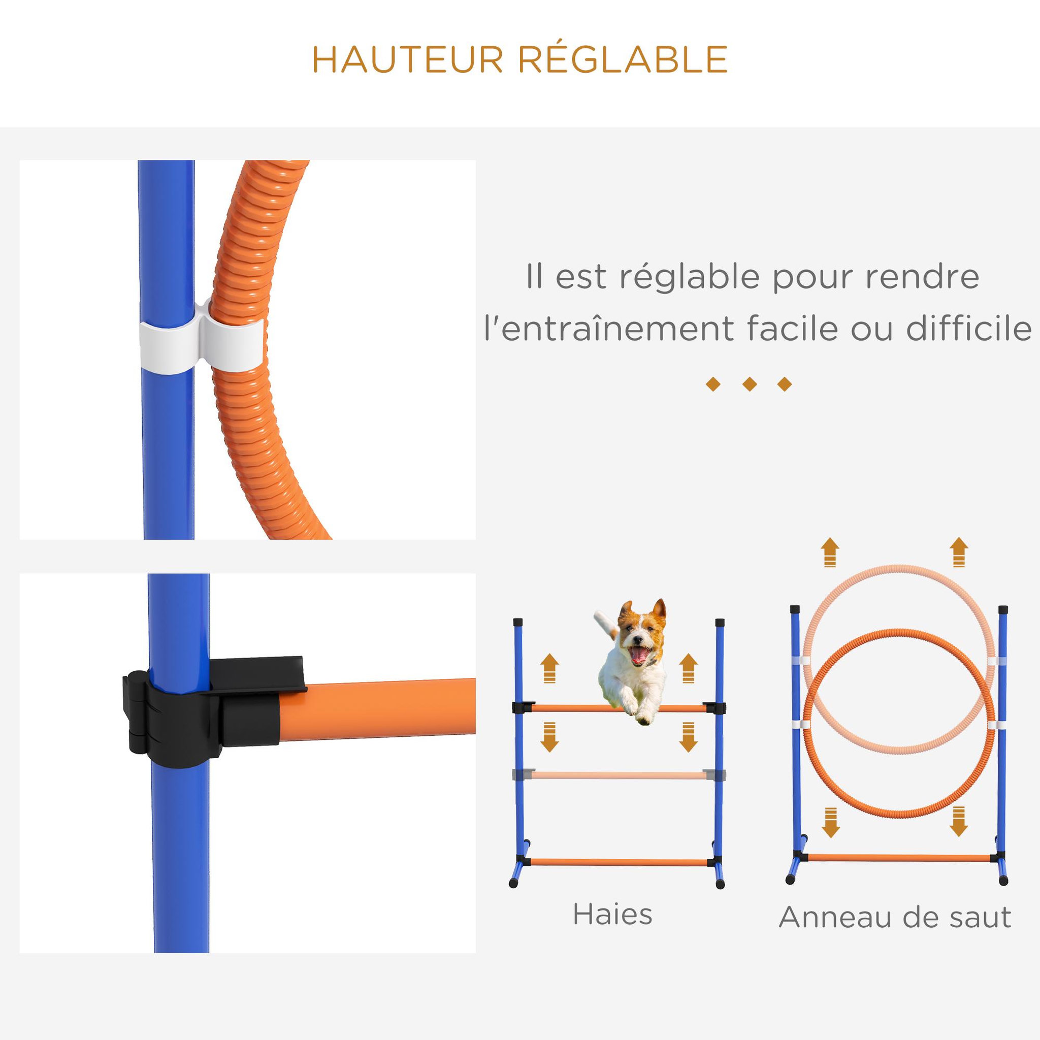 Voir la diapositive 4 : PAWHUT Kit d'agilité complet pour chien - slalom, anneau de saut, haies et accessoires