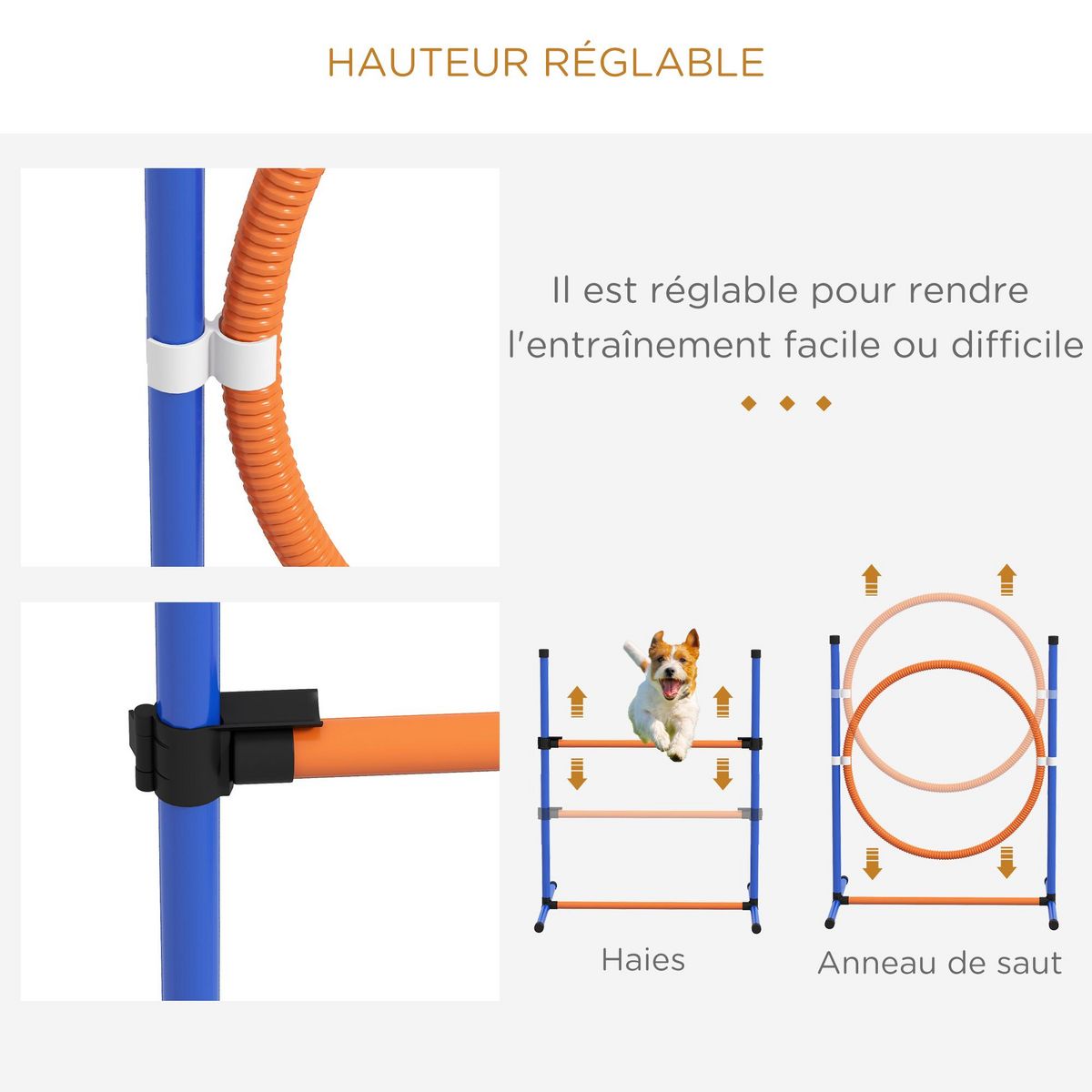 PAWHUT Kit d'agilité complet pour chien - slalom, anneau de saut, haies et accessoires
