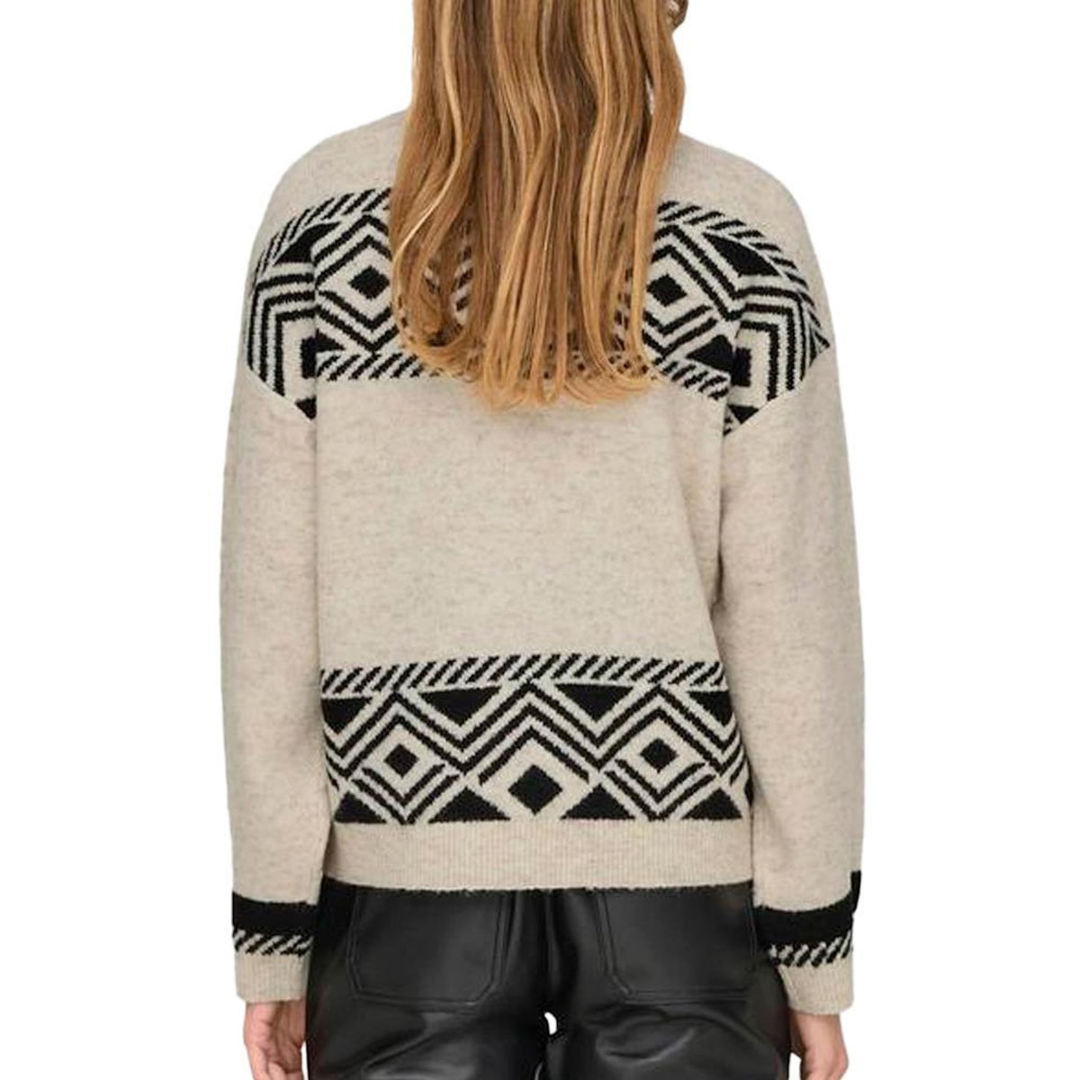 Only Pull Beige/Noir Femme Only Victoria
