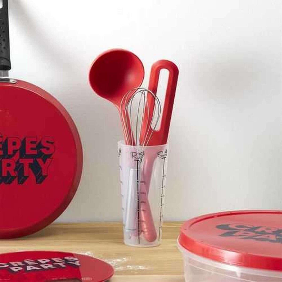 Lily Cook Set de 3 ustensiles et bol doseur - Crêpes Party