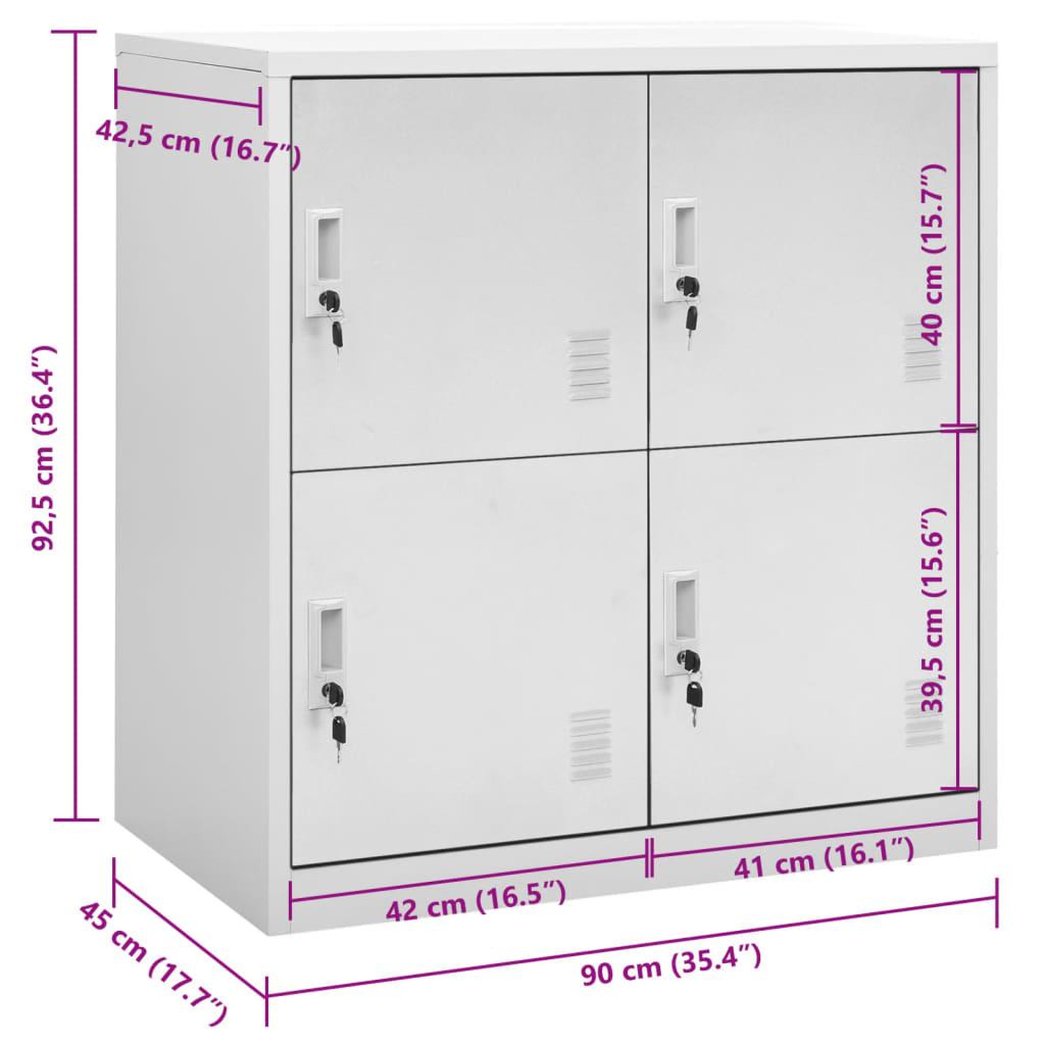 Voir la diapositive 6 : VIDAXL Armoire a casiers Gris clair 90x45x92,5 cm Acier