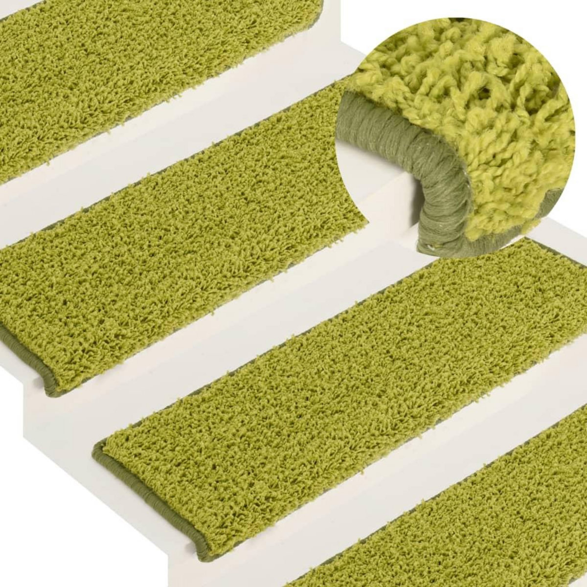 VIDAXL Tapis d'escalier 15 pcs 65x21x4 cm Vert