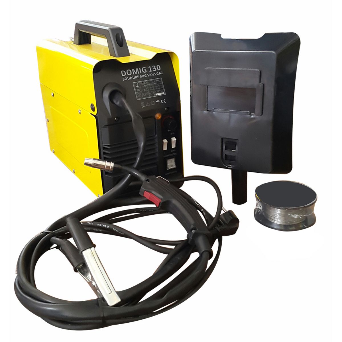 DOMAC Lot Poste à souder à l'arc MIG sans Gaz + Cagoule LCD DIN11