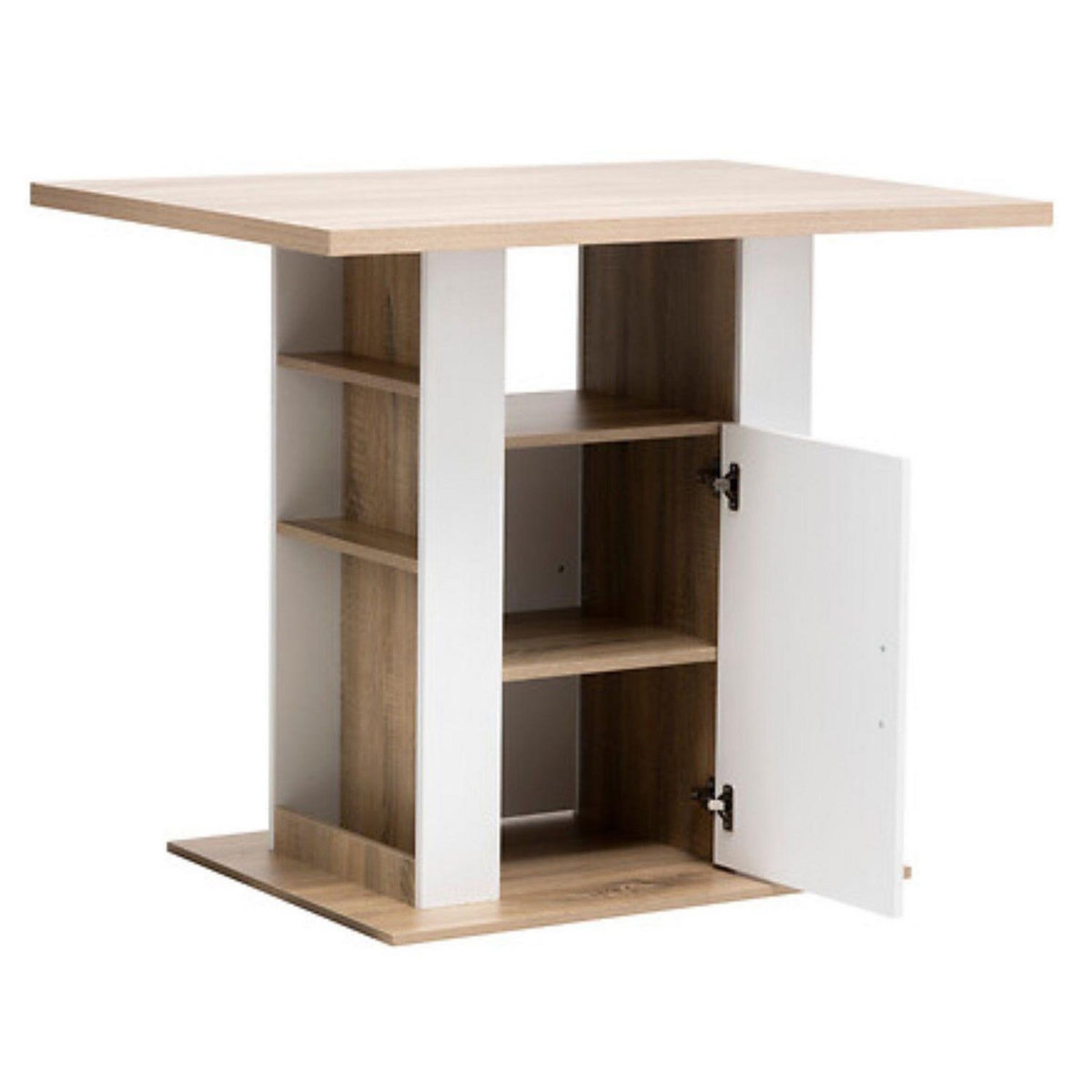 FIVE Ilot de cuisine effet bois naturel - Blanc et beige