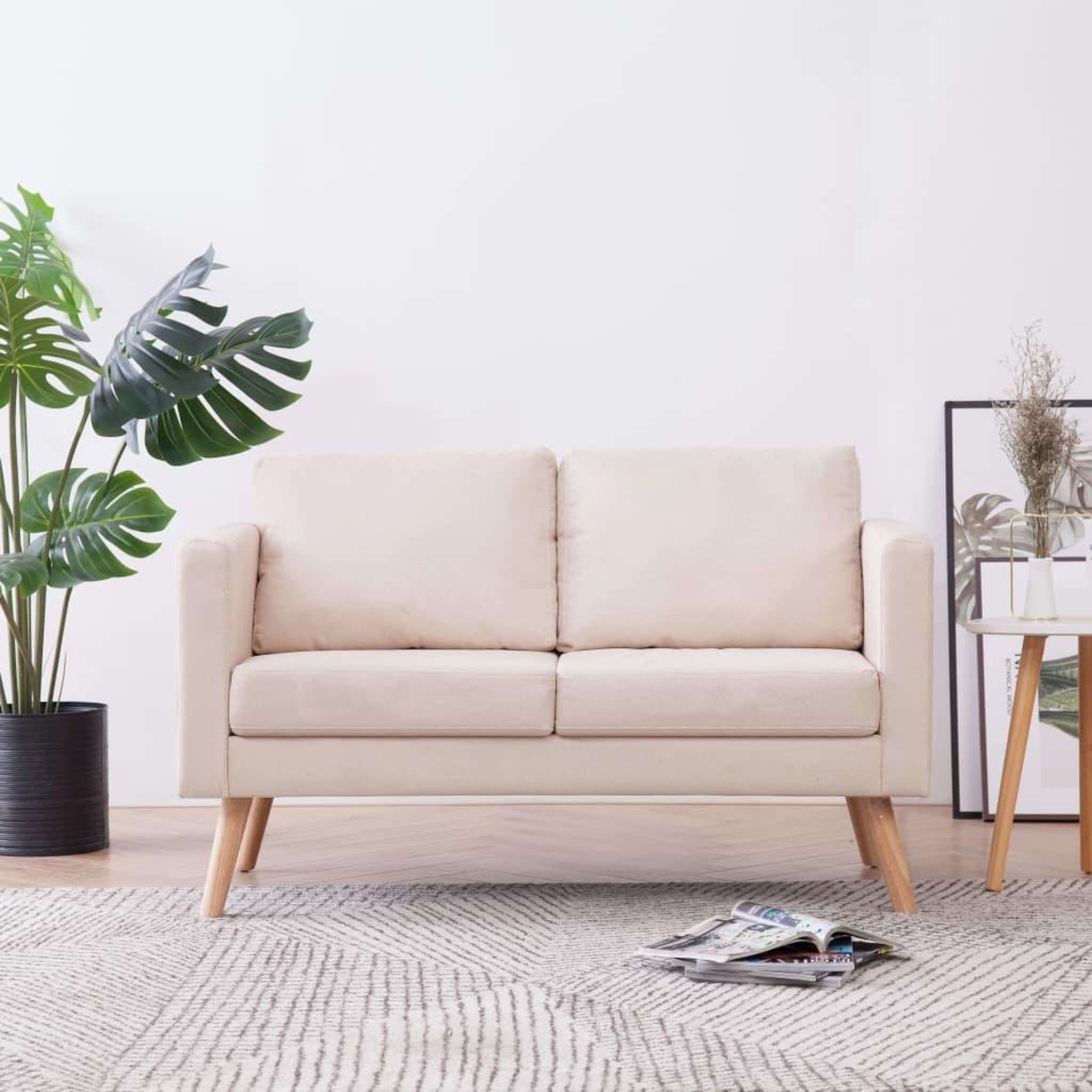 Voir la diapositive 1 : VIDAXL Canape a 2 places Tissu Creme