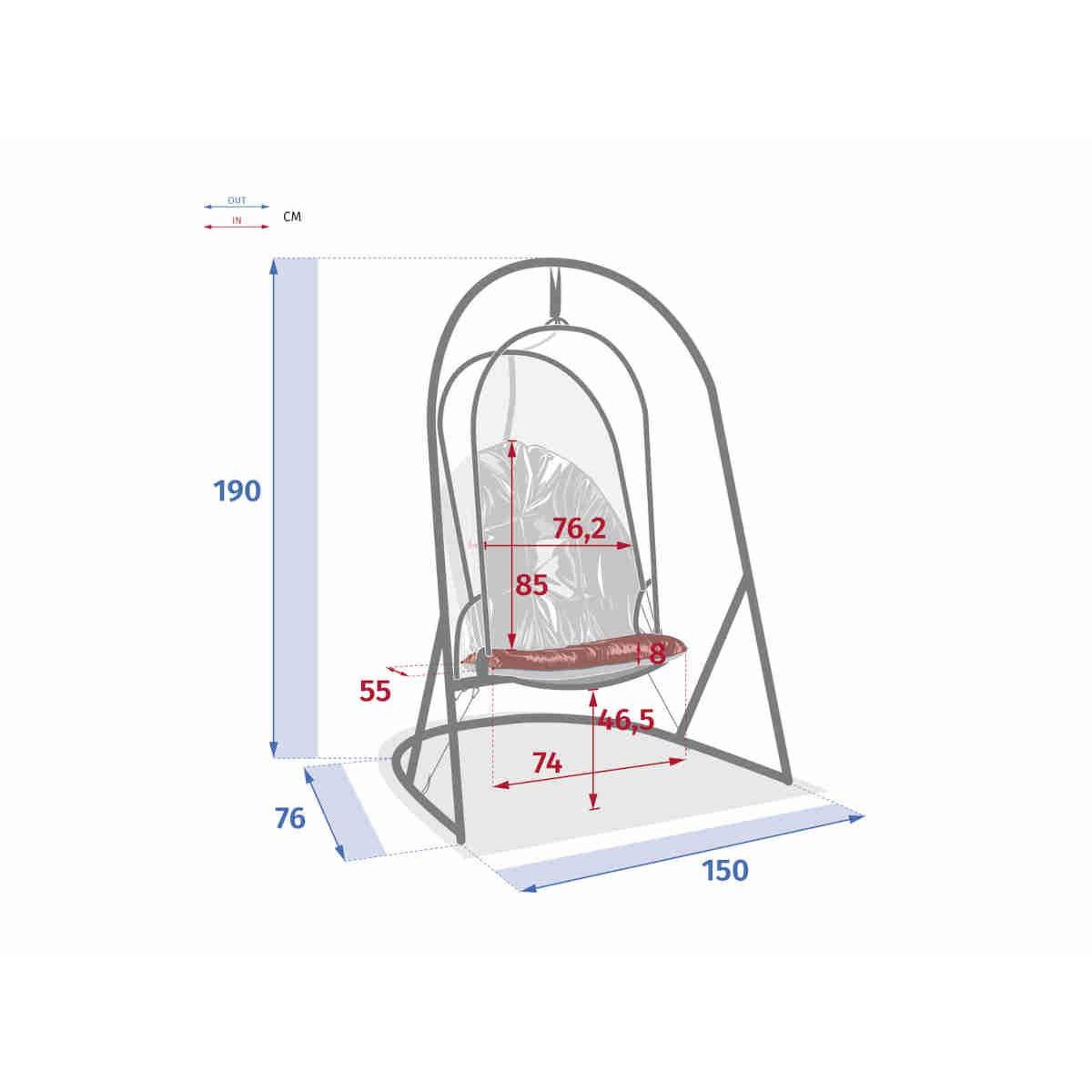 HESPERIDE Fauteuil oeuf suspendu en aluminium émeraude et graphite Pacha - Hespéride