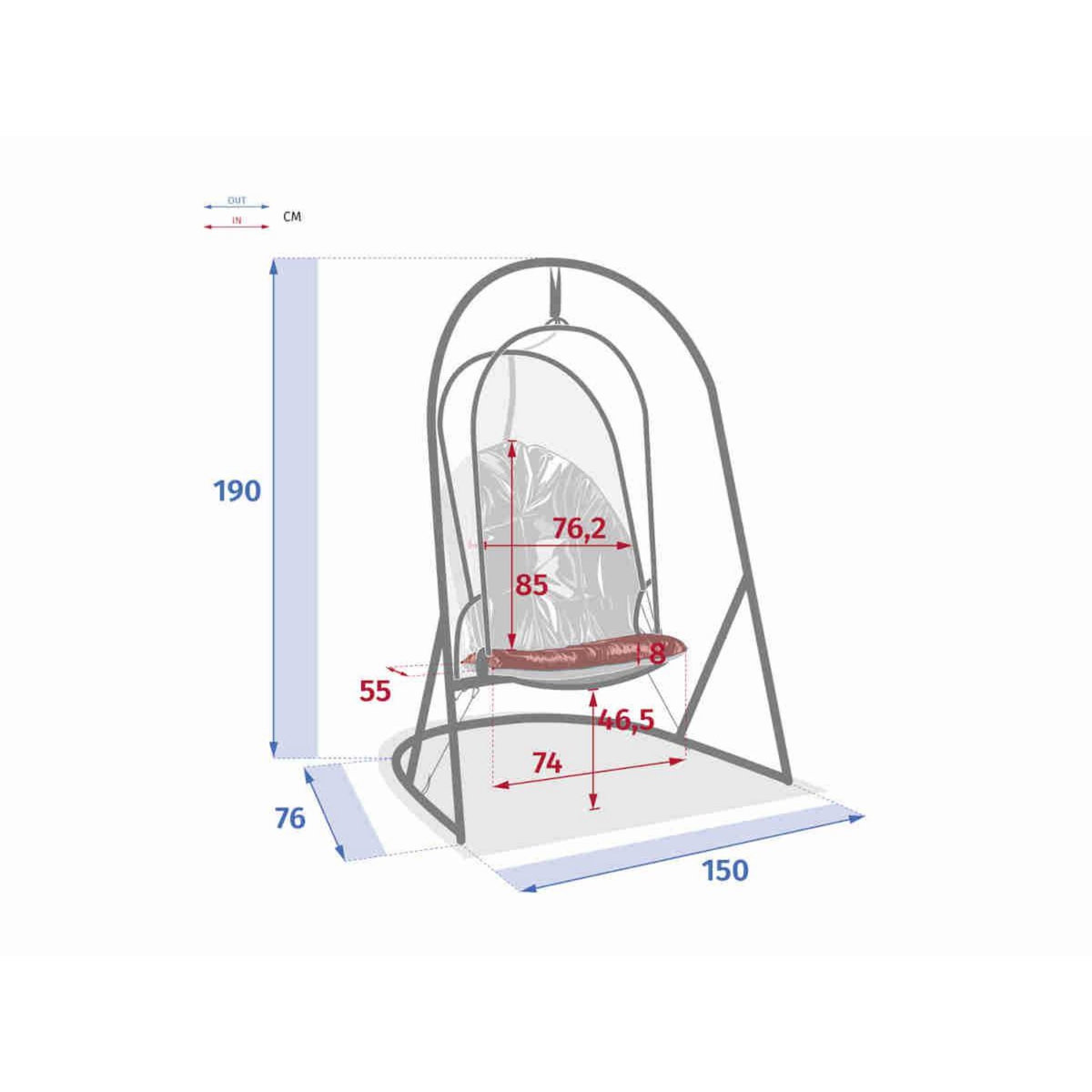 HESPERIDE Fauteuil oeuf suspendu en aluminium émeraude et graphite Pacha - Hespéride