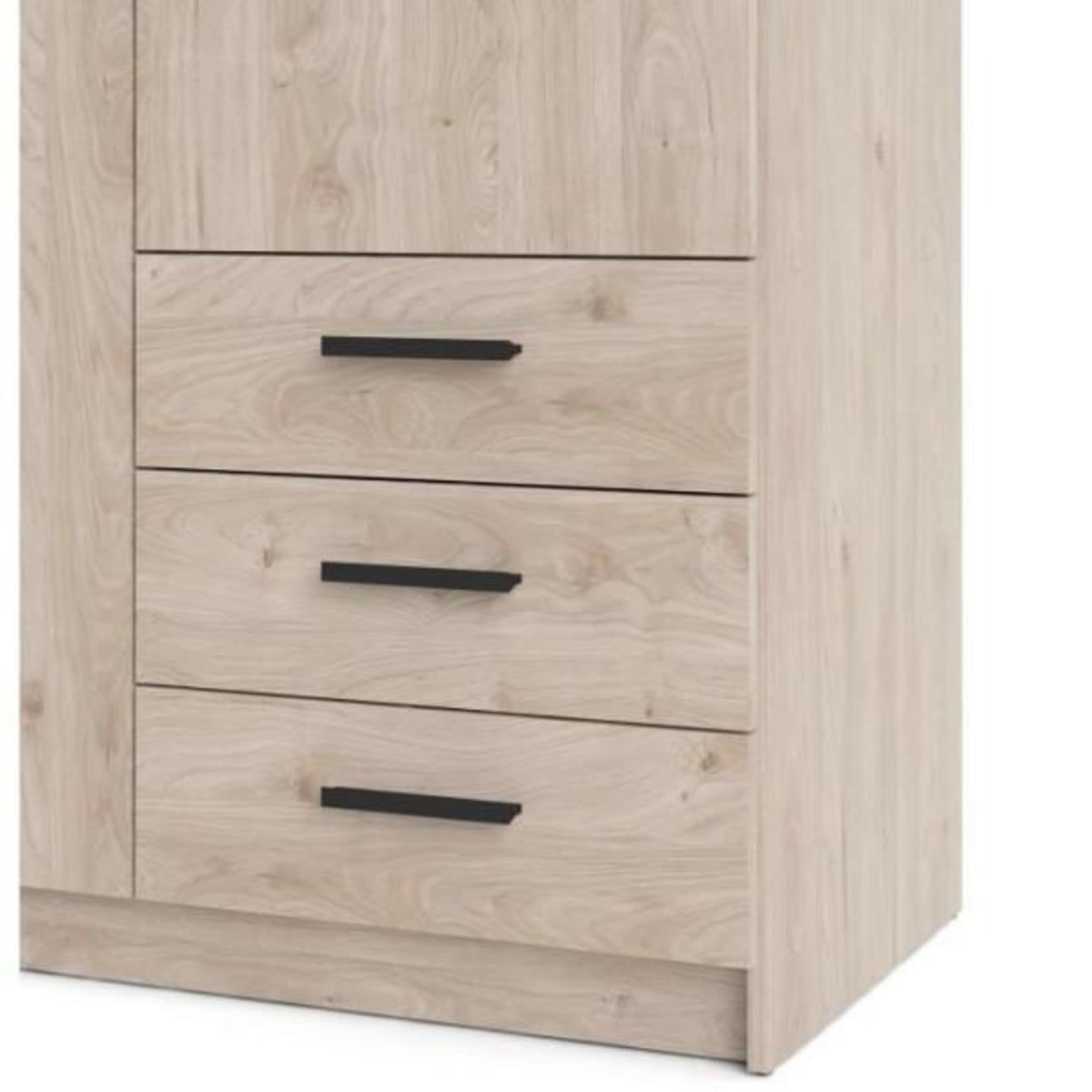 TVILUM Armoire VEGA - Décor chene - 2 portes + 3 tiroirs - L 98,5 x P 49,6 x H 200,4 cm