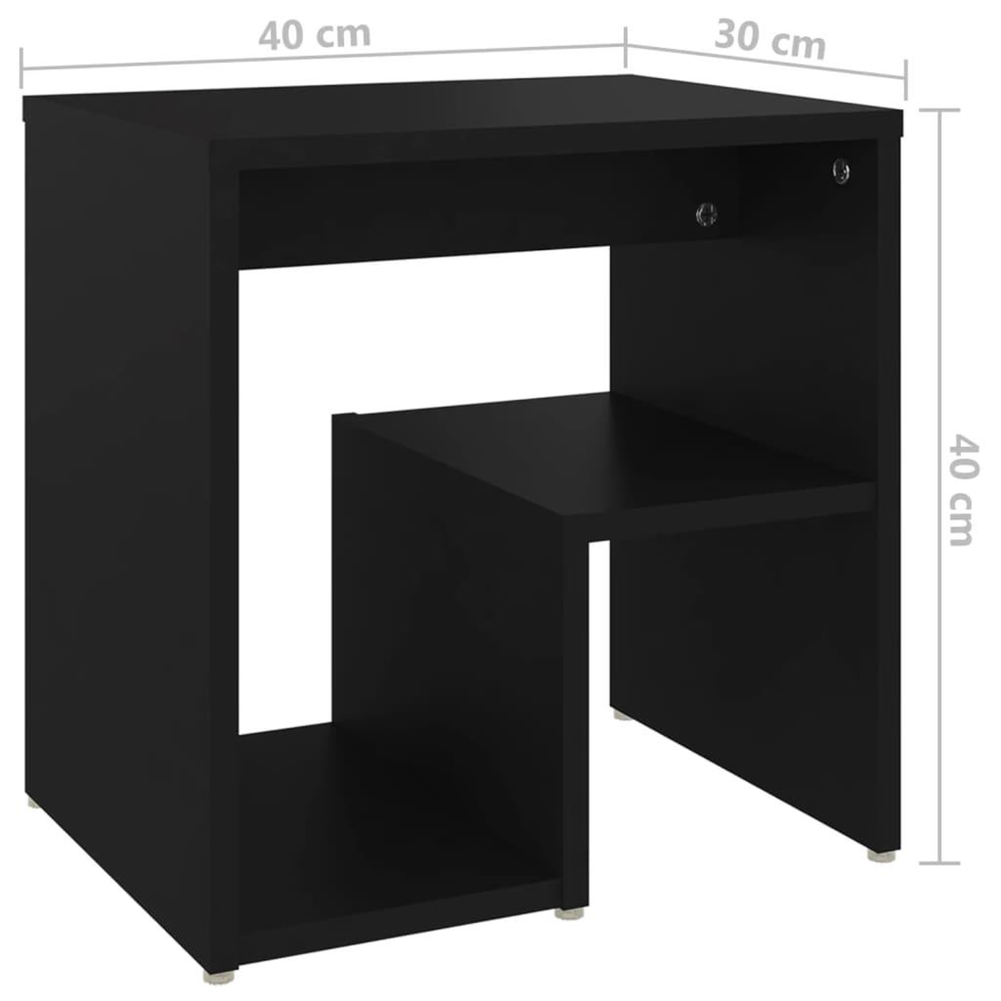 Voir la diapositive 6 : VIDAXL Table de chevet noir 40x30x40 cm bois d'ingenierie