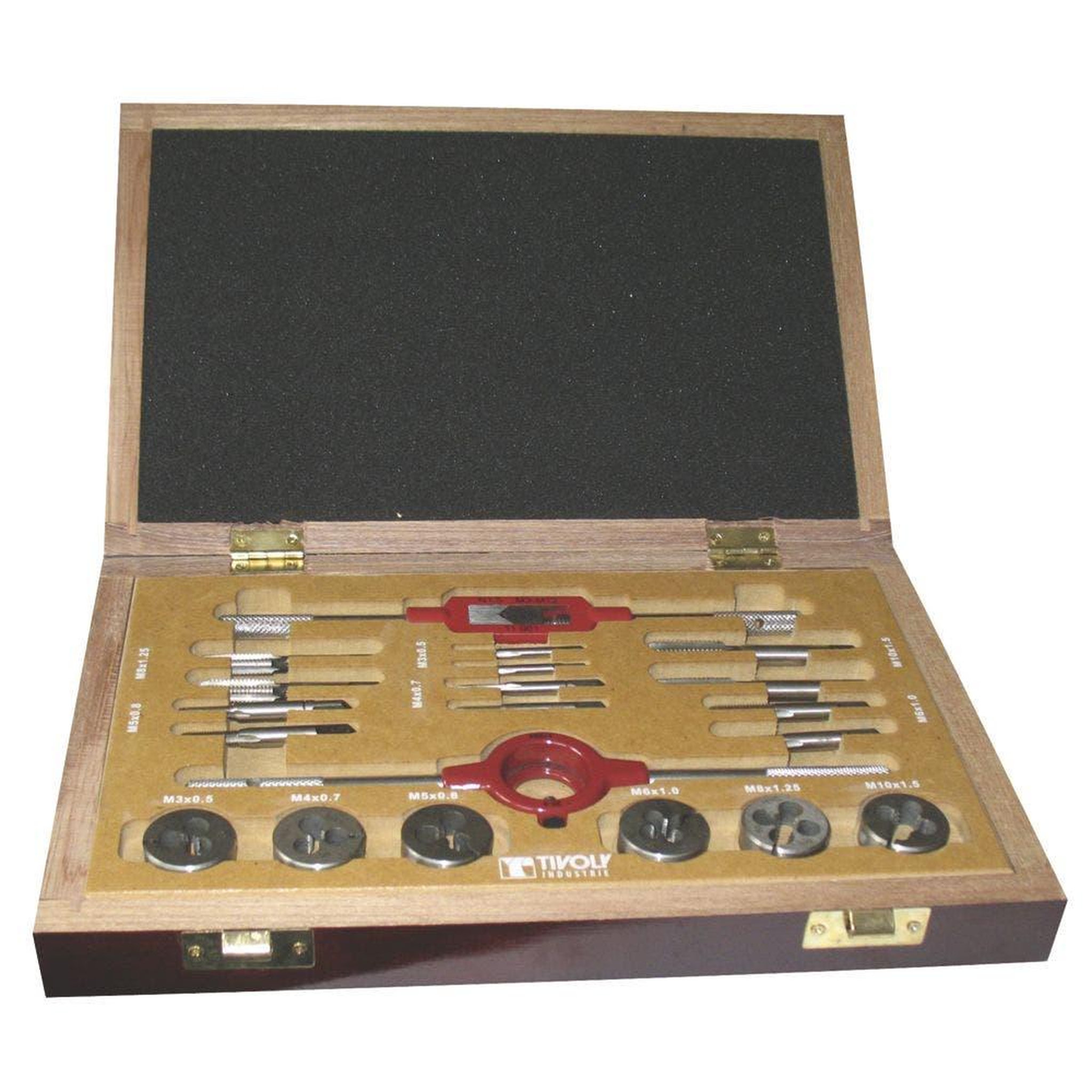 TIVOLY Coffret mixte tarauds filières m3 à m10 - 20 pièces en coffret bois