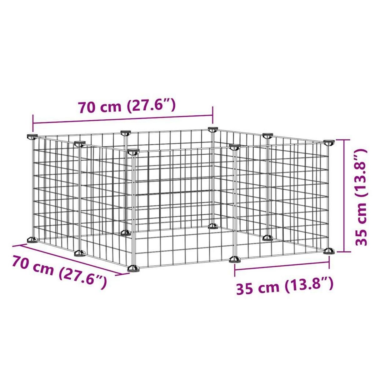 VIDAXL Cage animaux de compagnie a 8 panneaux Noir 35x35 cm Acier