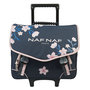 Voir la diapositive 1 : Naf Naf Cartable à roulettes bleu motif fleurs roses