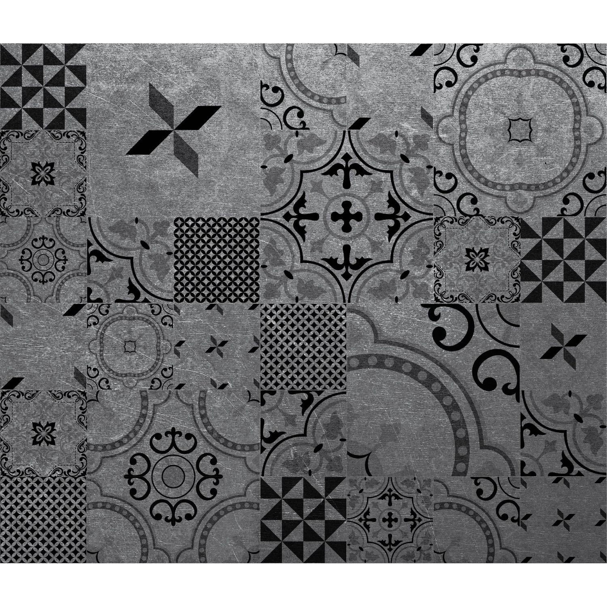 HABITABLE Crédence adhésive en alu imitation métal - l. 70 x l. 40 cm - noir