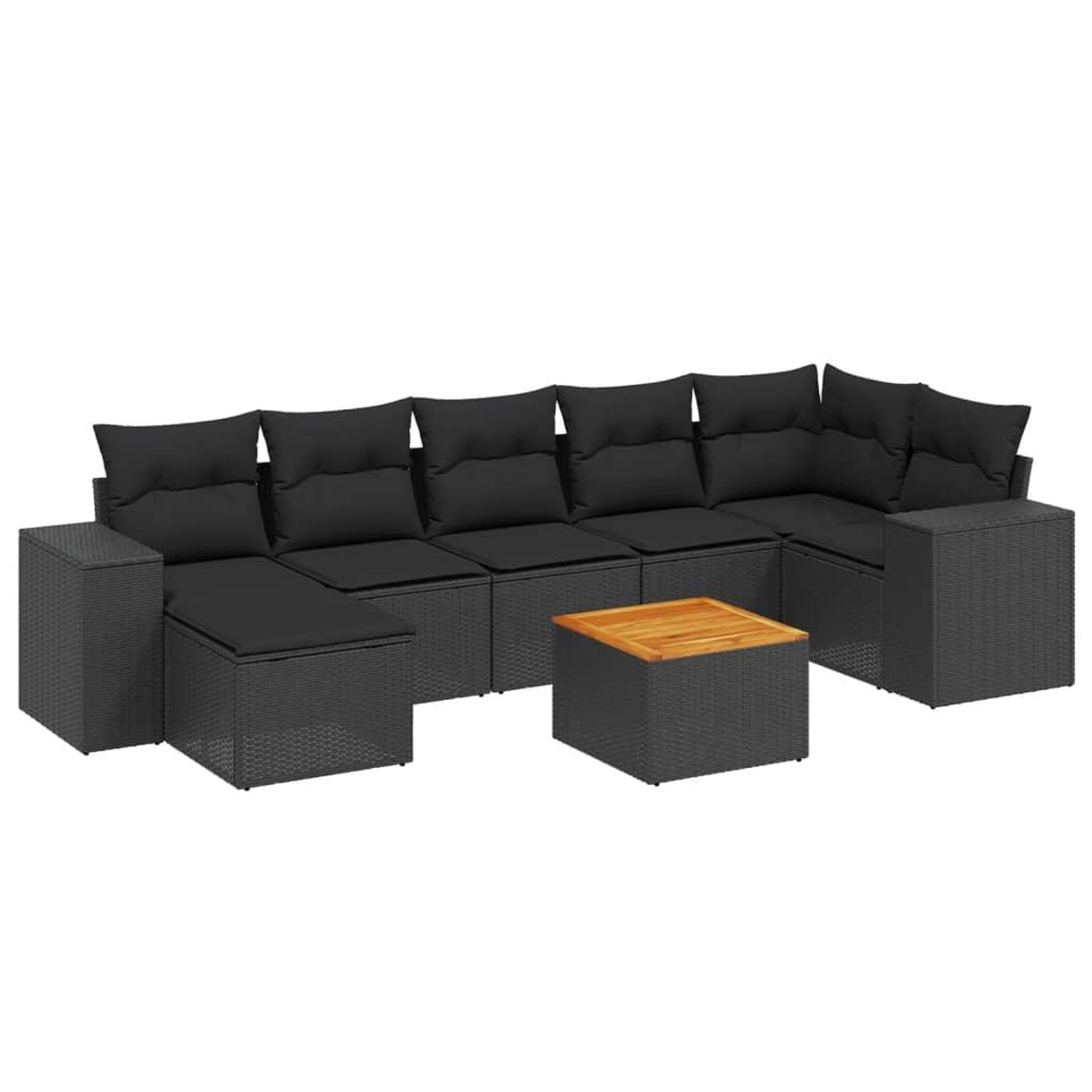 Voir la diapositive 2 : VIDAXL Salon de jardin 8 pcs avec coussins noir resine tressee