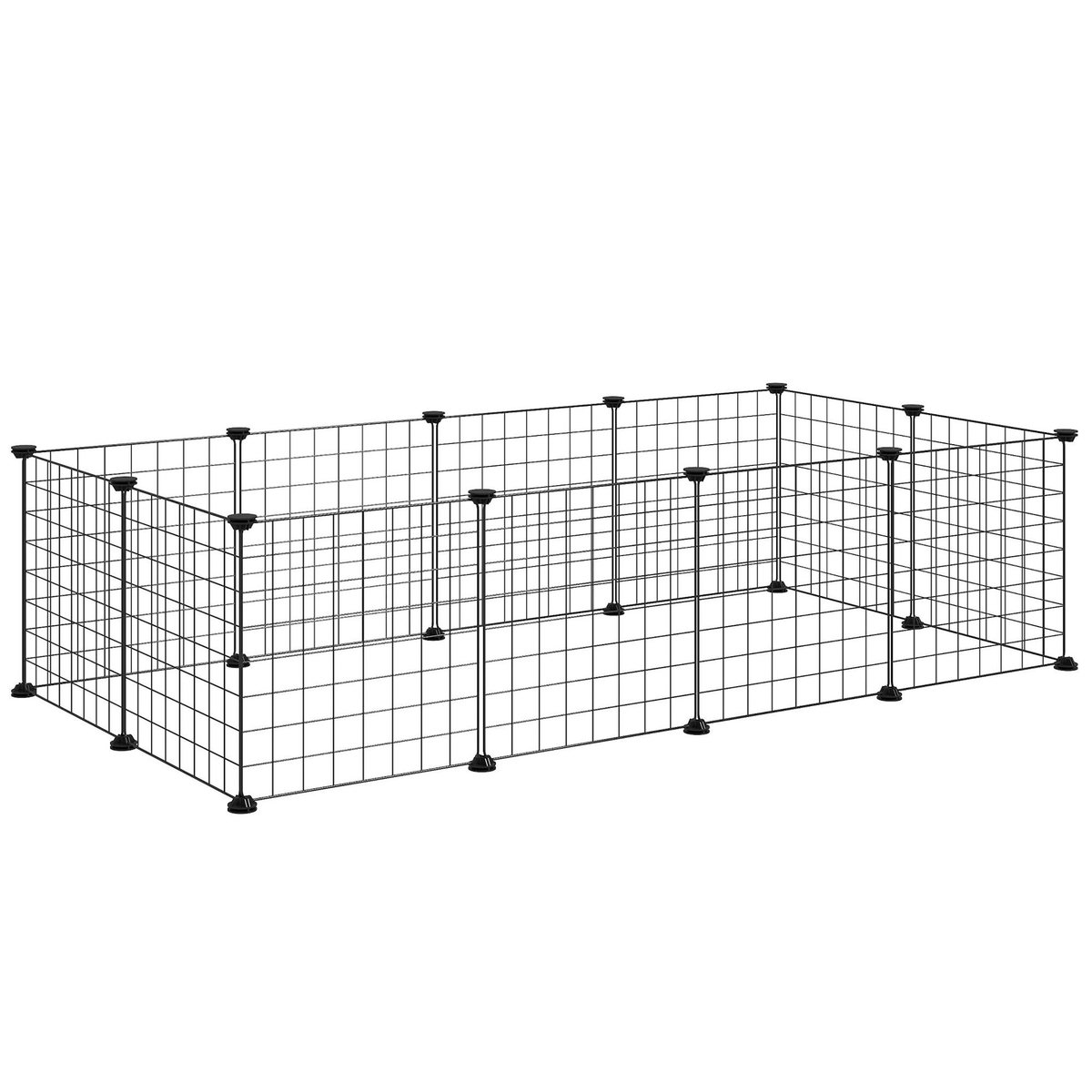 PAWHUT Cage parc enclos pour animaux domestiques L 106 x l 73 x H 36 cm bords arrondis fil métallique noir 55