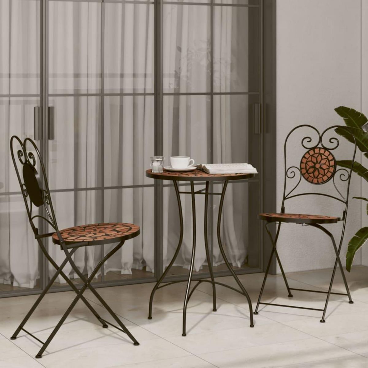 VIDAXL Table de bistro mosaïque terre cuite Ø50x70 cm ceramique