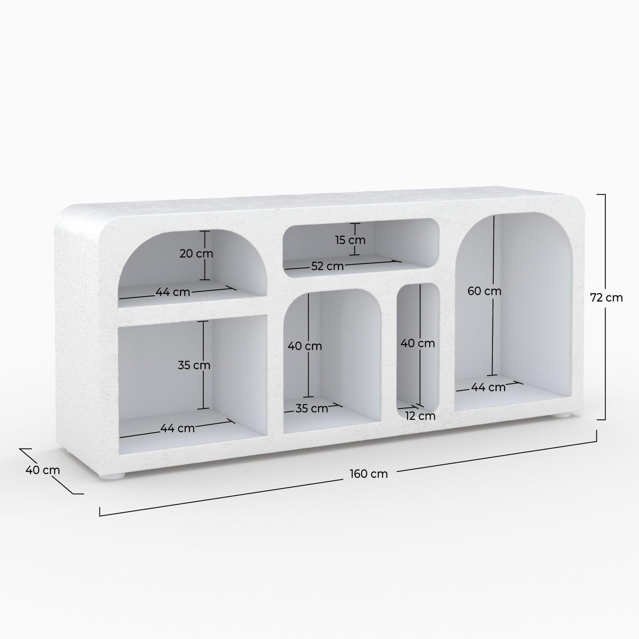 Voir la diapositive 4 : MAISON PAVANE Buffet en plâtre blanc cassé 160 cm-fira