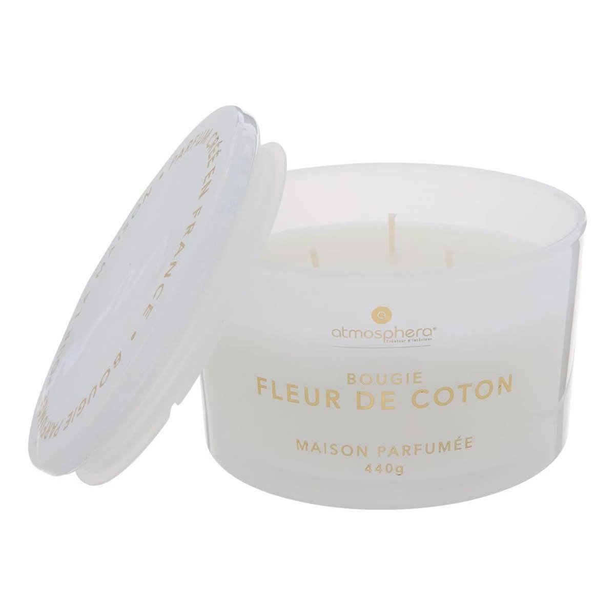 ATMOSPHERA Bougie Parfumée en Verre  Glowy  440g Fleur de Coton