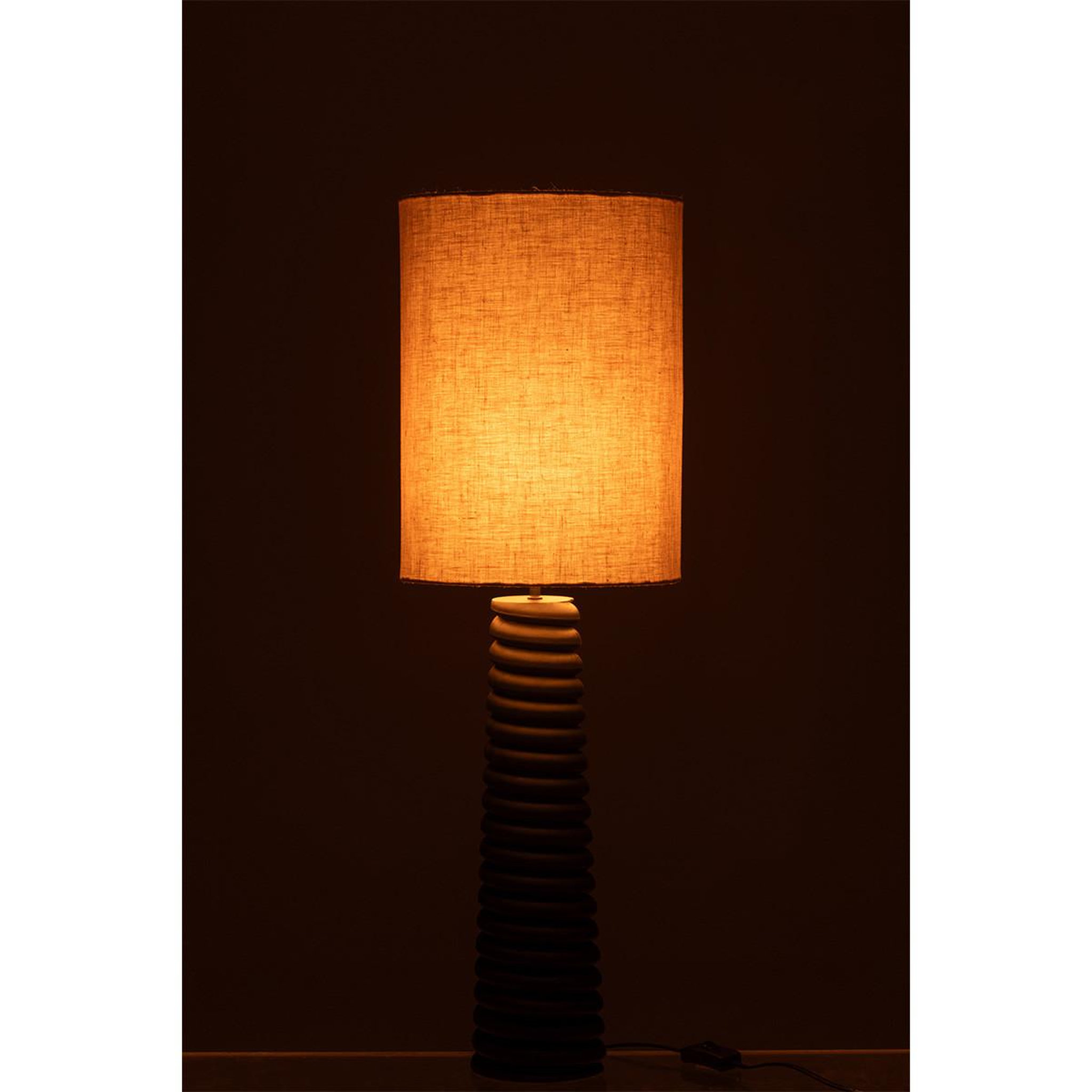 Voir la diapositive 3 : J-LINE Lampe à poser filetage en bois  ailanthus  85cm noir