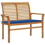 VIDAXL Banc de jardin et coussin bleu royal 112 cm Bois de teck massif
