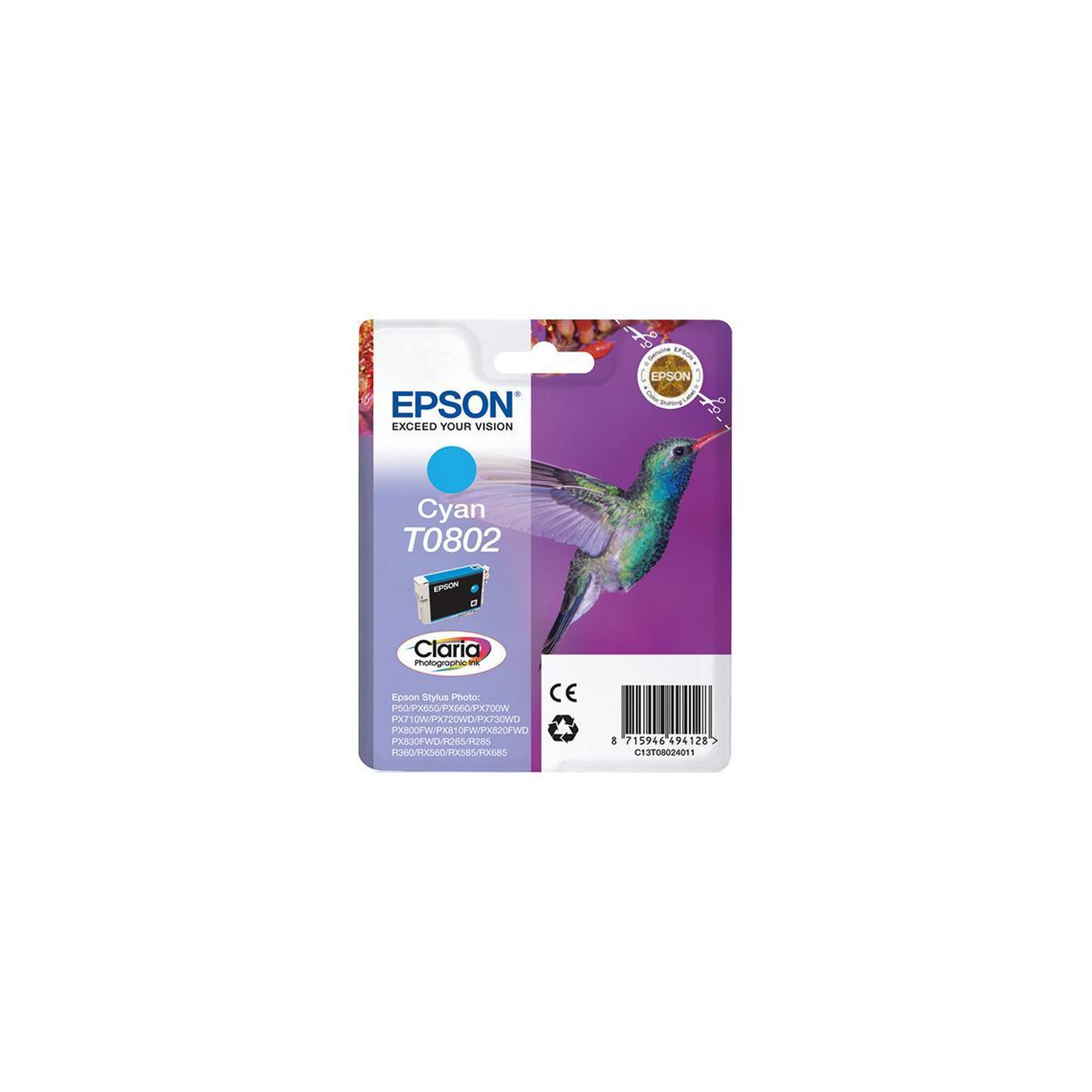 Voir la diapositive 2 : Epson Epson hummingbird t0802 cartouche d'encre 1 pièce(s) original cyan