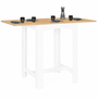 Voir la diapositive 1 : ID MARKET Table haute de bar extensible DONA 2 à 4 personnes blanche plateau façon hêtre 65-130 cm