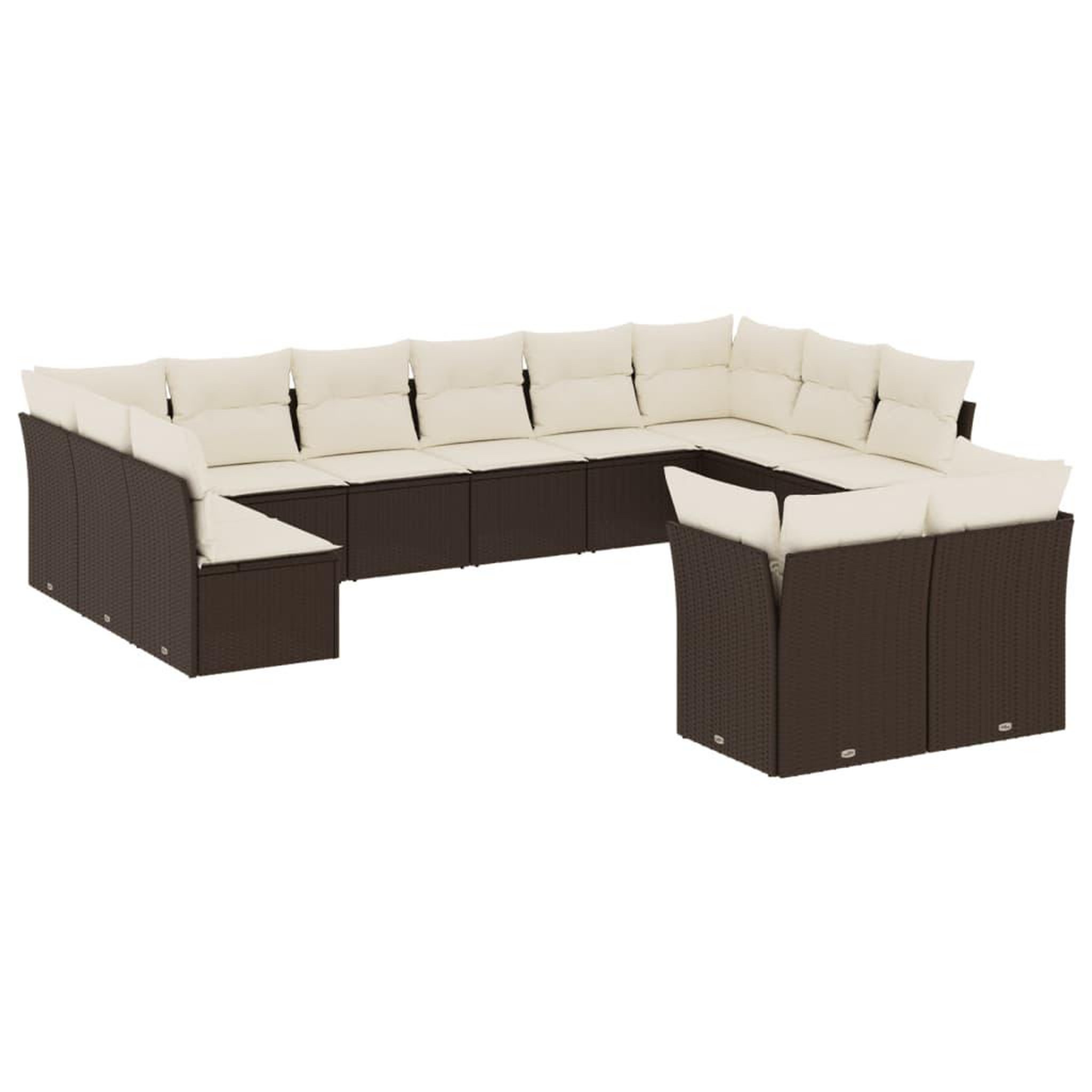 Voir la diapositive 2 : VIDAXL Salon de jardin avec coussins 12 pcs marron resine tressee