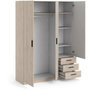 Voir la diapositive 4 : TVILUM Armoire VEGA - Décor chene - 3 portes + 3 tiroirs - L 147 x P 49,6 x H 200,4 cm