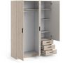 Voir la diapositive 4 : TVILUM Armoire VEGA - Décor chene - 3 portes + 3 tiroirs - L 147 x P 49,6 x H 200,4 cm