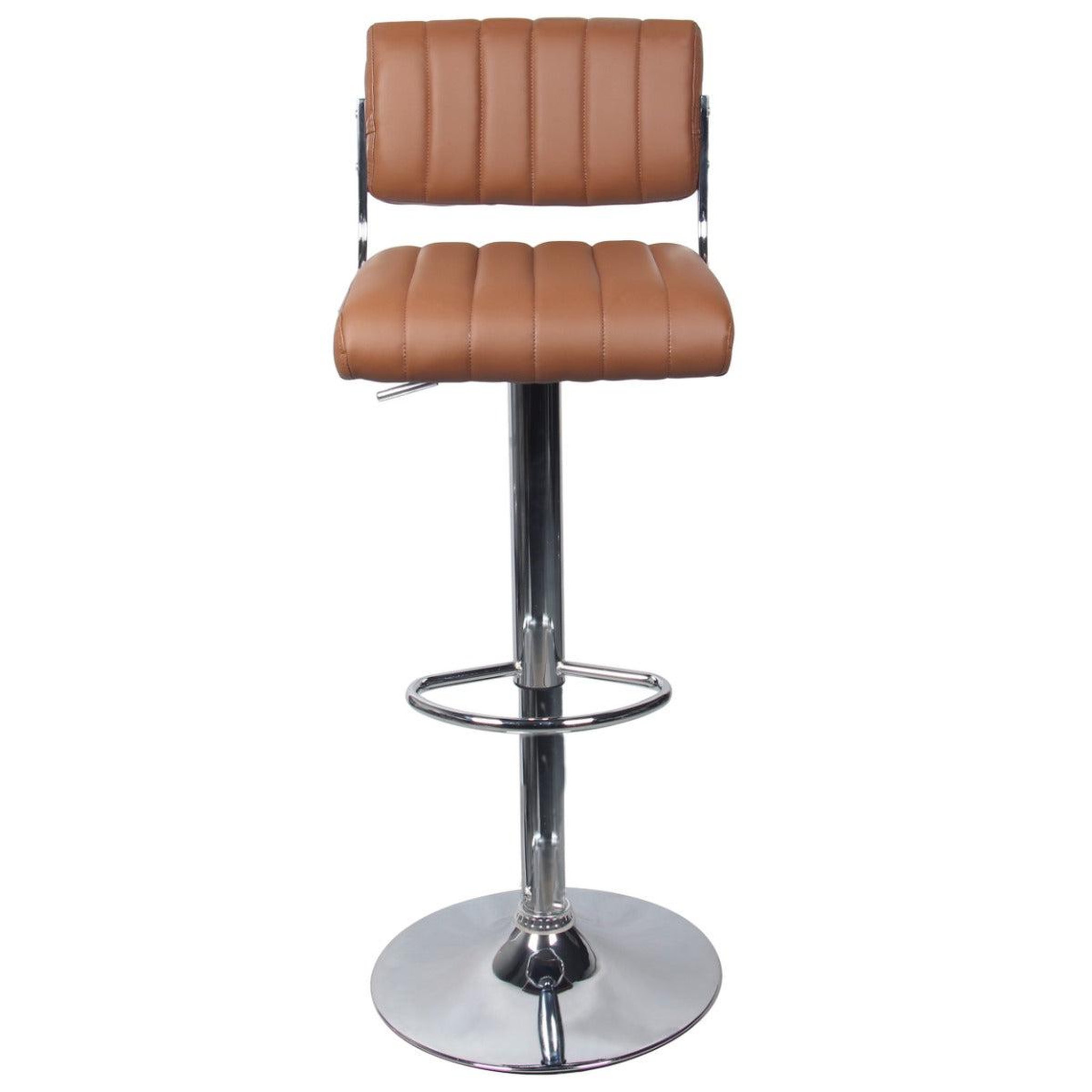 Voir la diapositive 3 : Rendez vous déco Lot de 2 chaises de bar réglables 61/83 cm en cuir synthétique marron - Houston