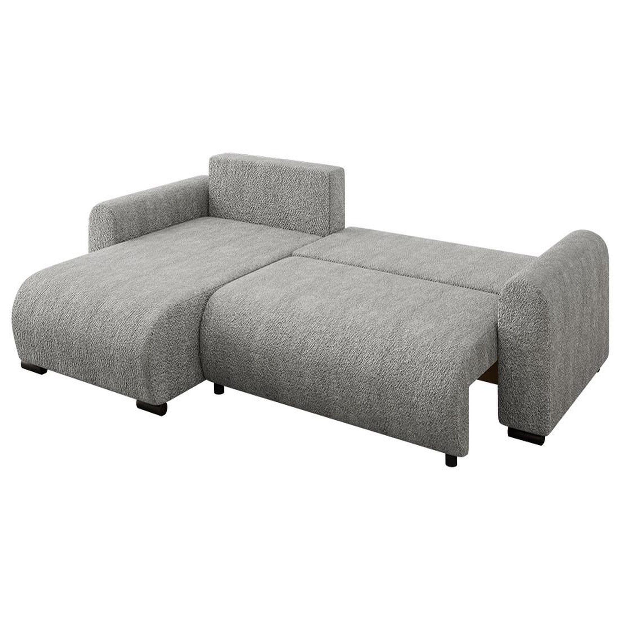 Voir la diapositive 2 : BEST MOBILIER Rosalie - canapé d'angle réversible 4 places convertible avec coffre en tissu bouclette