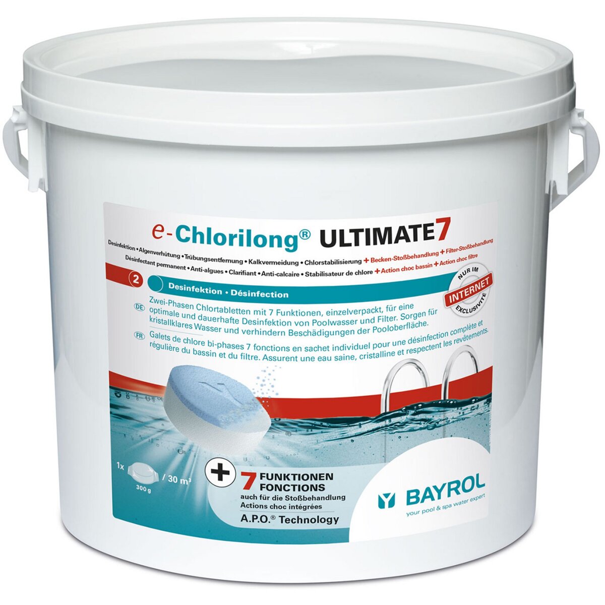 Bayrol Galets 2en1 chlore lent et rapide 4.8kg - chlorilong ultimate 7