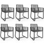 Voir la diapositive 4 : ID MARKET Salon de jardin ODESSA table 150 cm et 6 fauteuils cordage gris anthracite