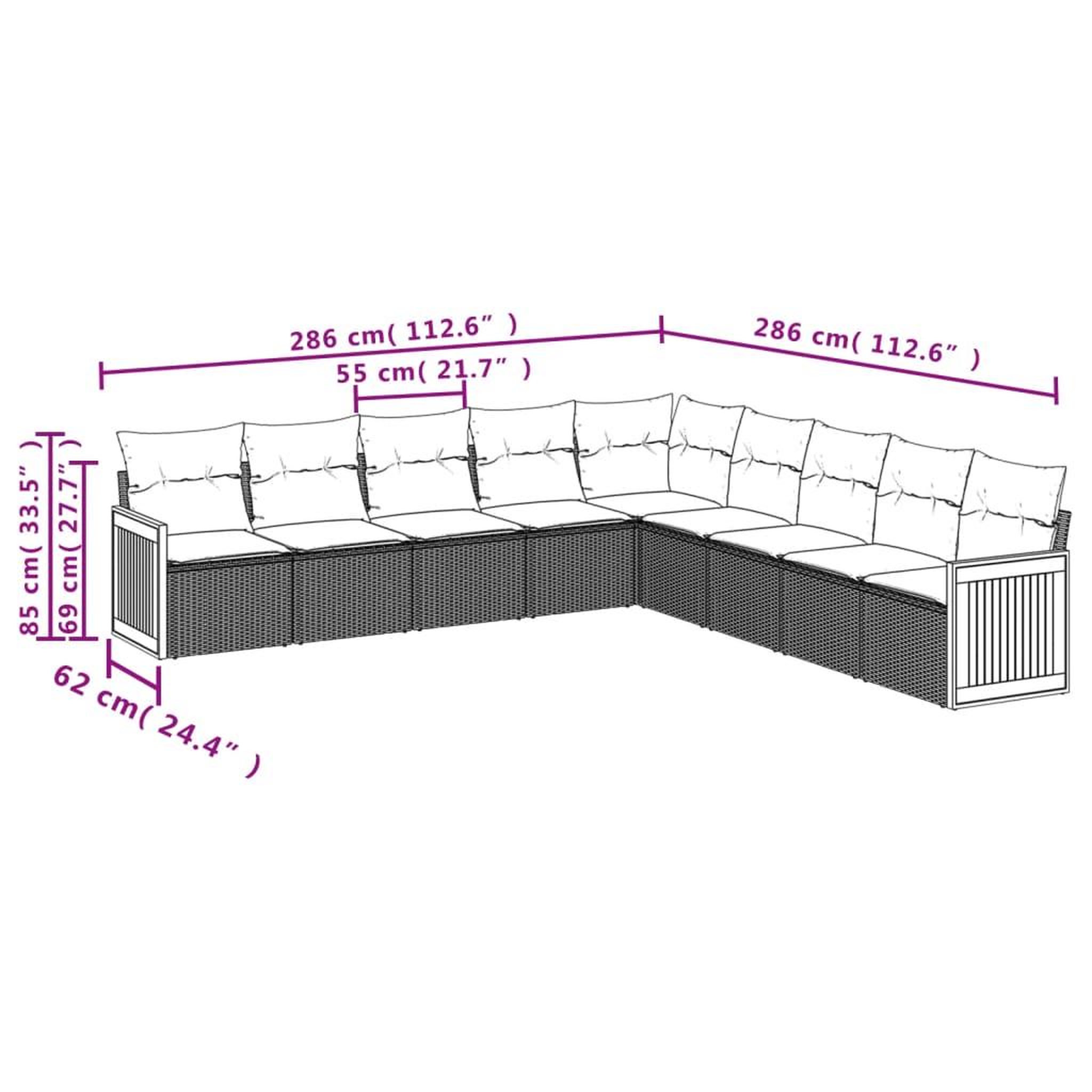 Voir la diapositive 4 : VIDAXL Salon de jardin 9 pcs avec coussins noir resine tressee