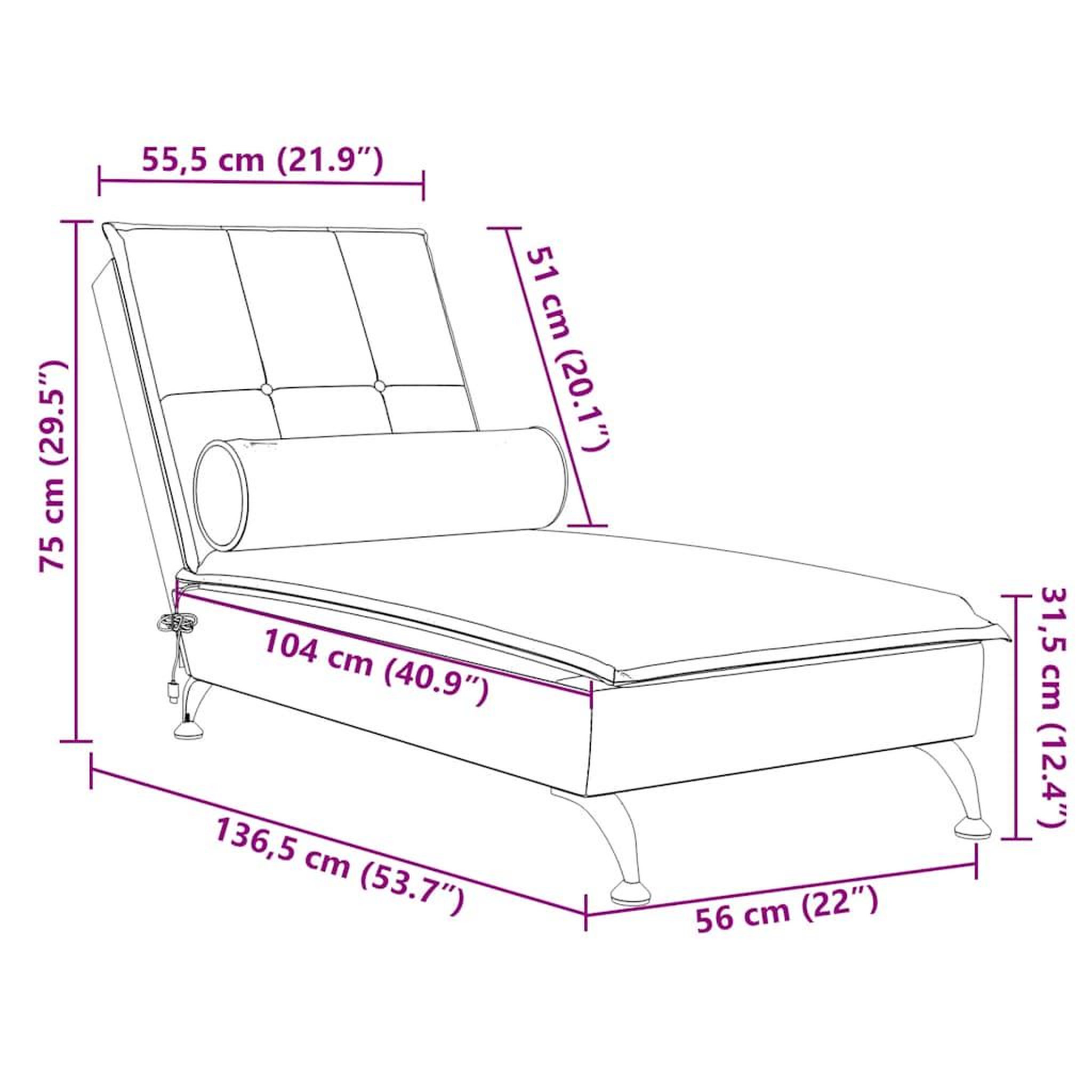 Voir la diapositive 6 : VIDAXL Chaise longue de massage avec traversin gris clair velours